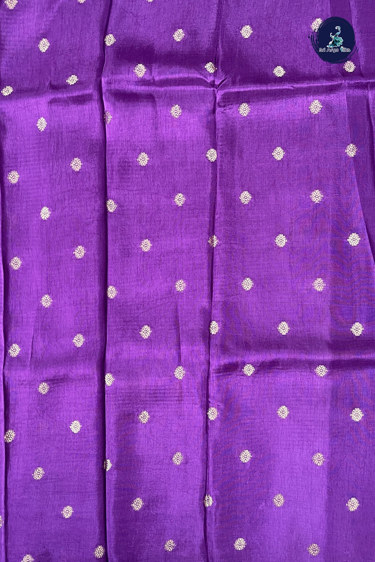 Violet Semi Banarasi Saree With Zari Checked Pattern