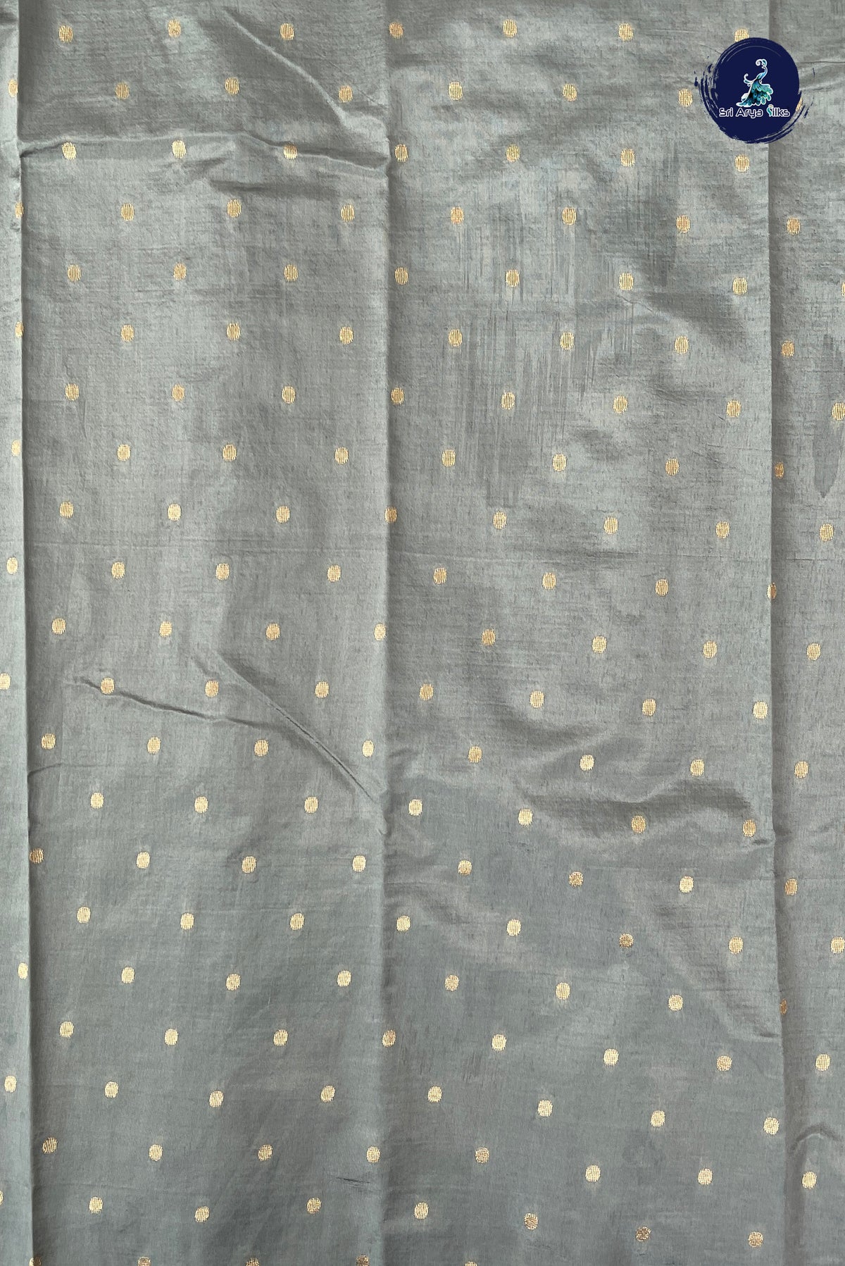 Grey Semi Banarasi Saree With Zari Checked Pattern
