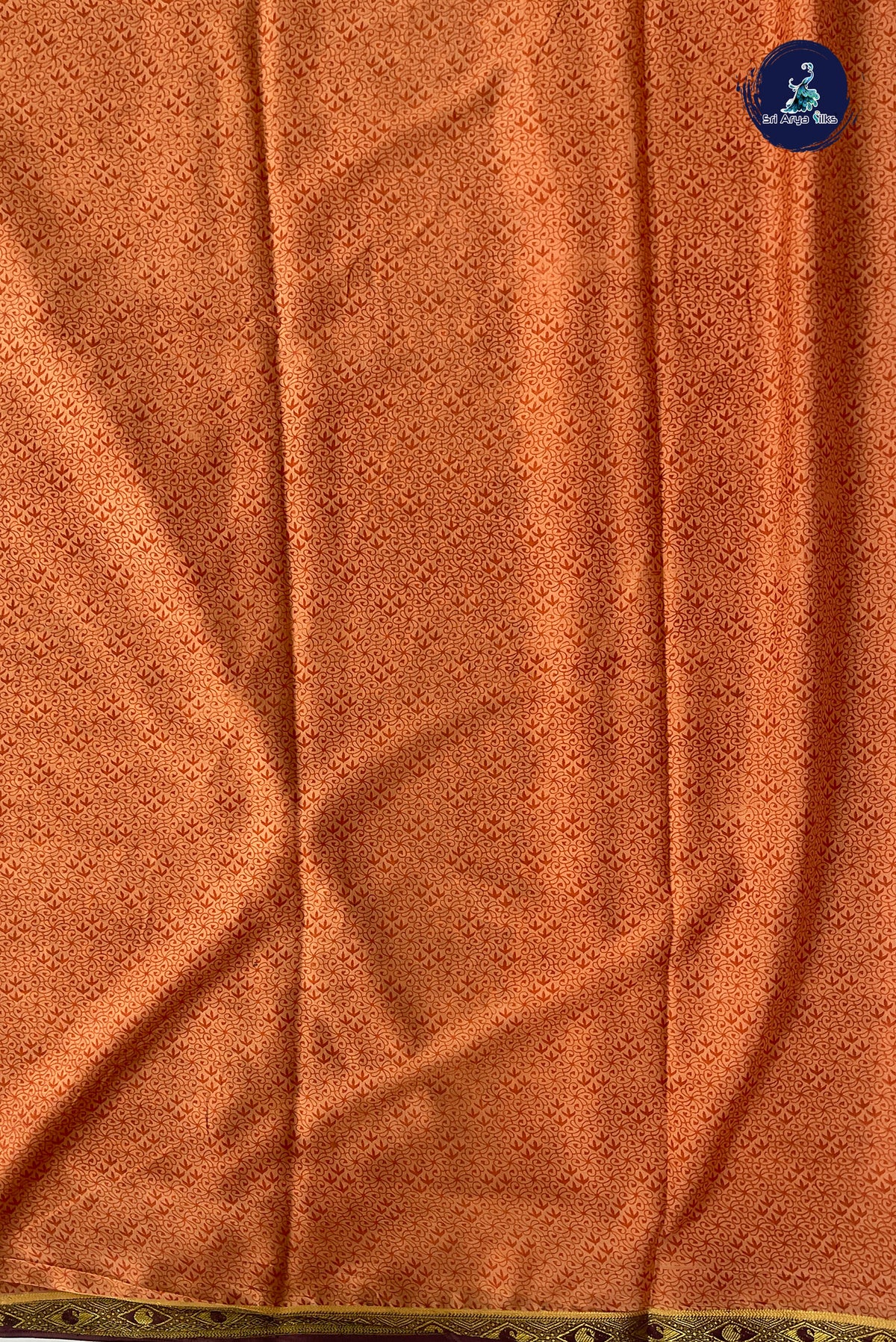 Peach Semi Mysore Silk With Floral Print Pattern