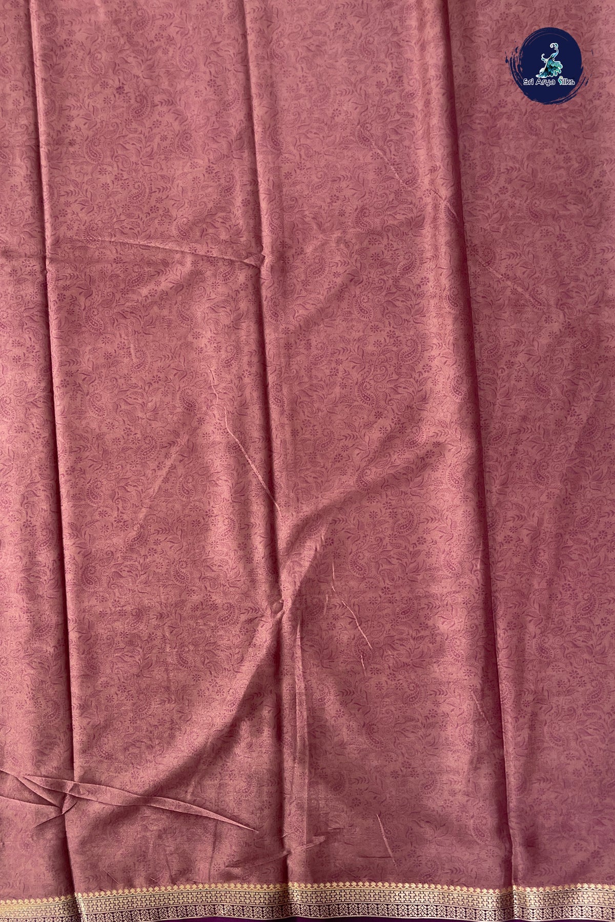 Mauve Semi Mysore Silk With Floral Print Pattern