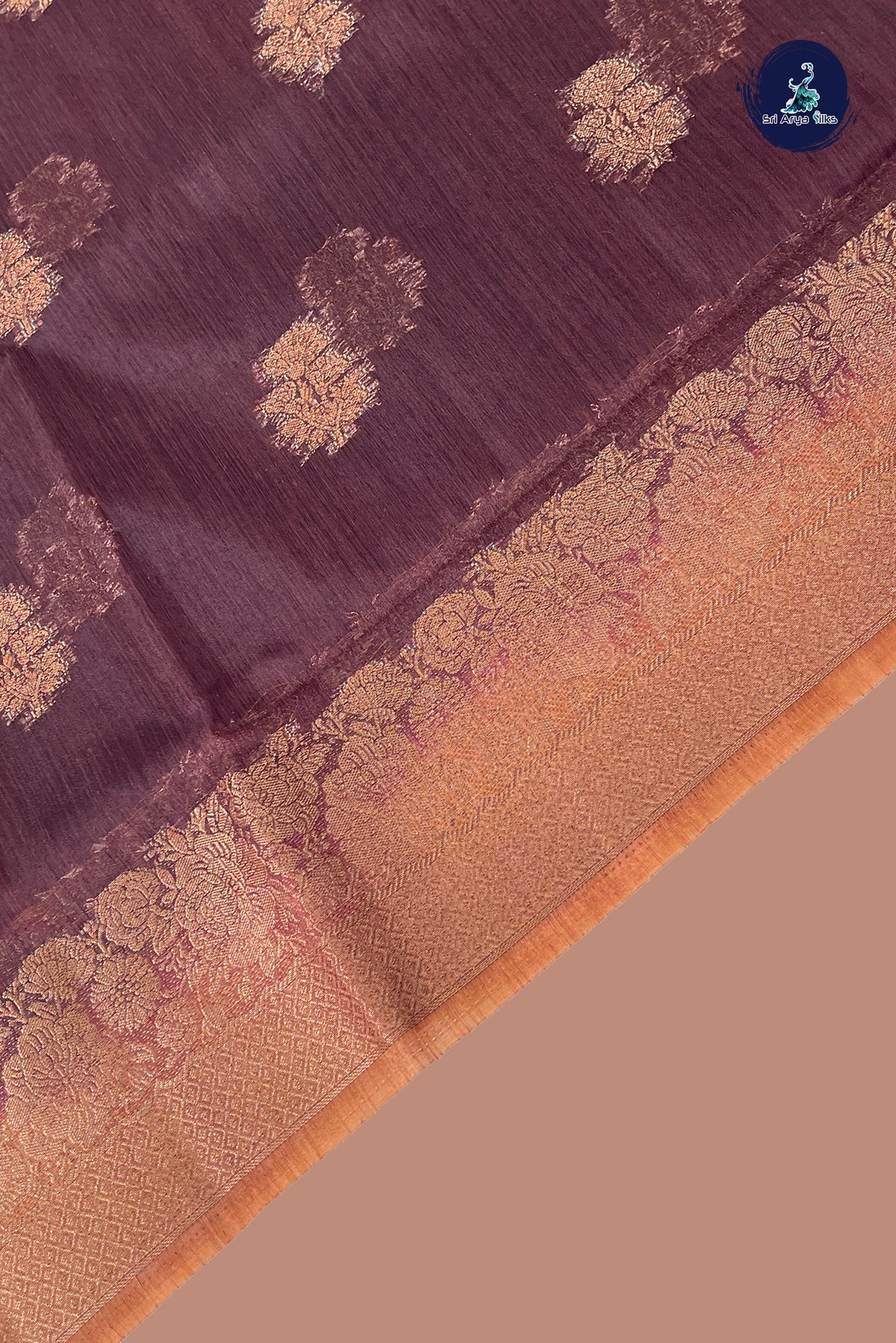 Coffee Brown Raw Silk Saree With Zari Buttas Pattern