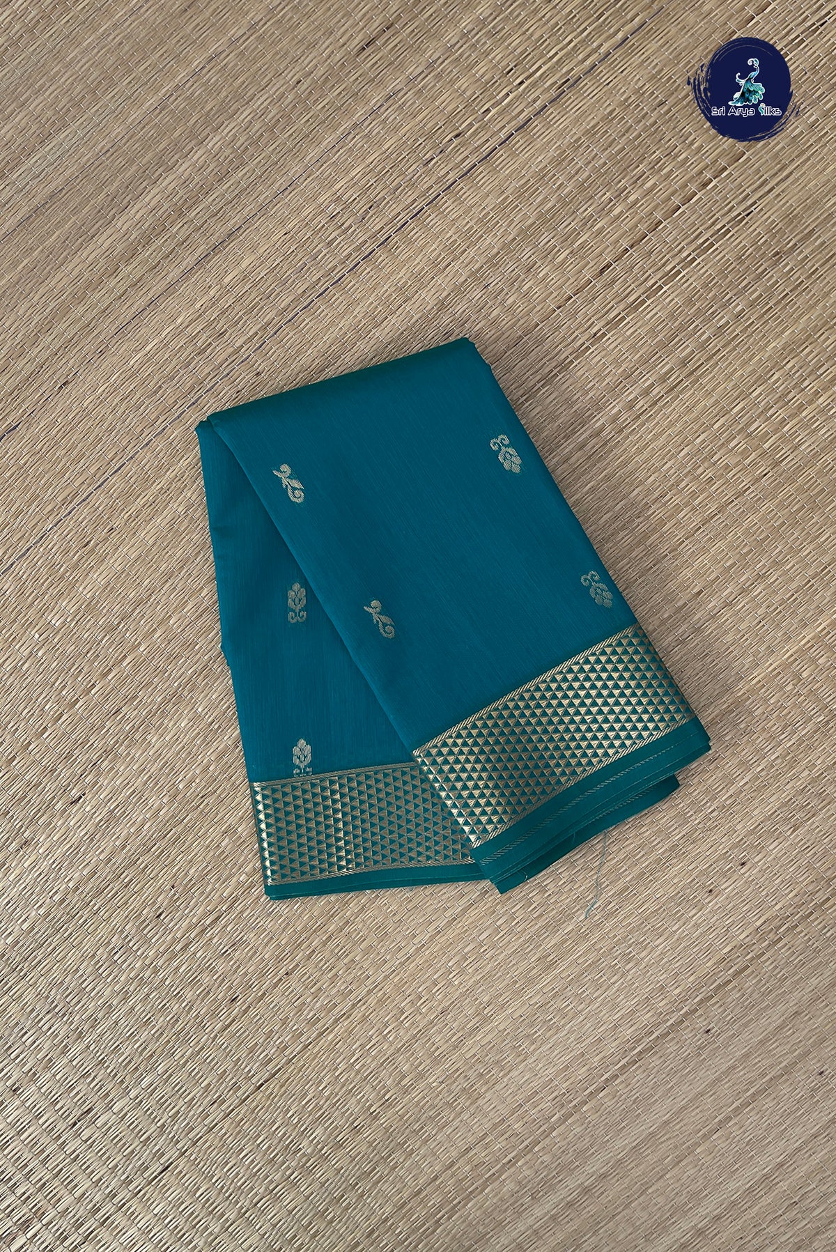 Green Budget Semi Silk Cotton Saree With Zari Buttas Pattern