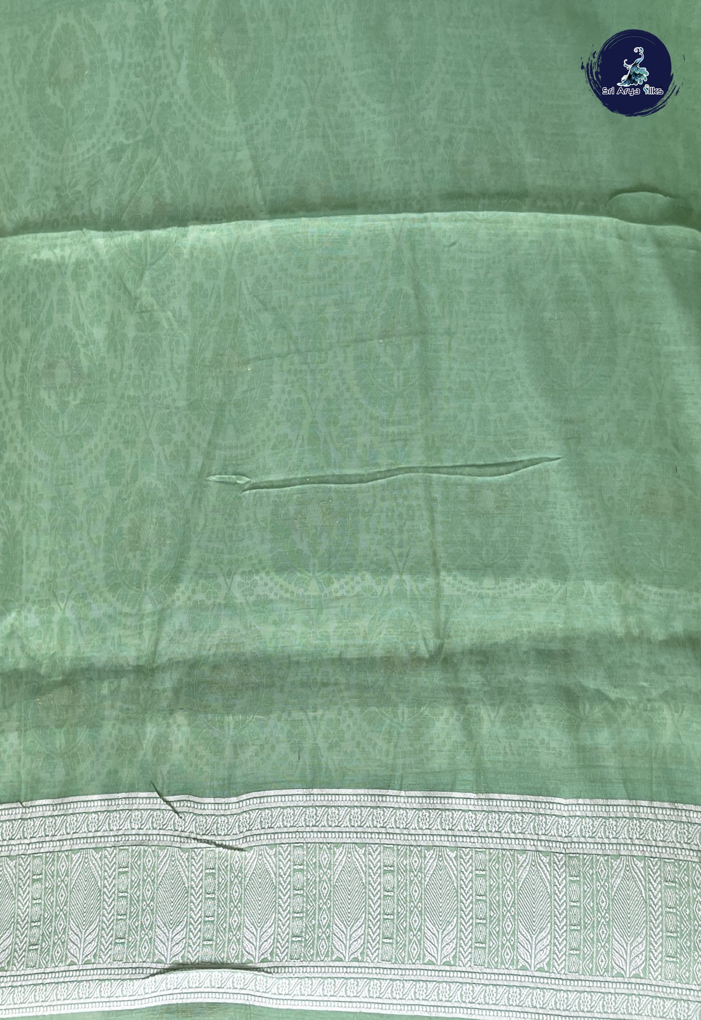 pastel Green Cotton Saree With Printed Pattern