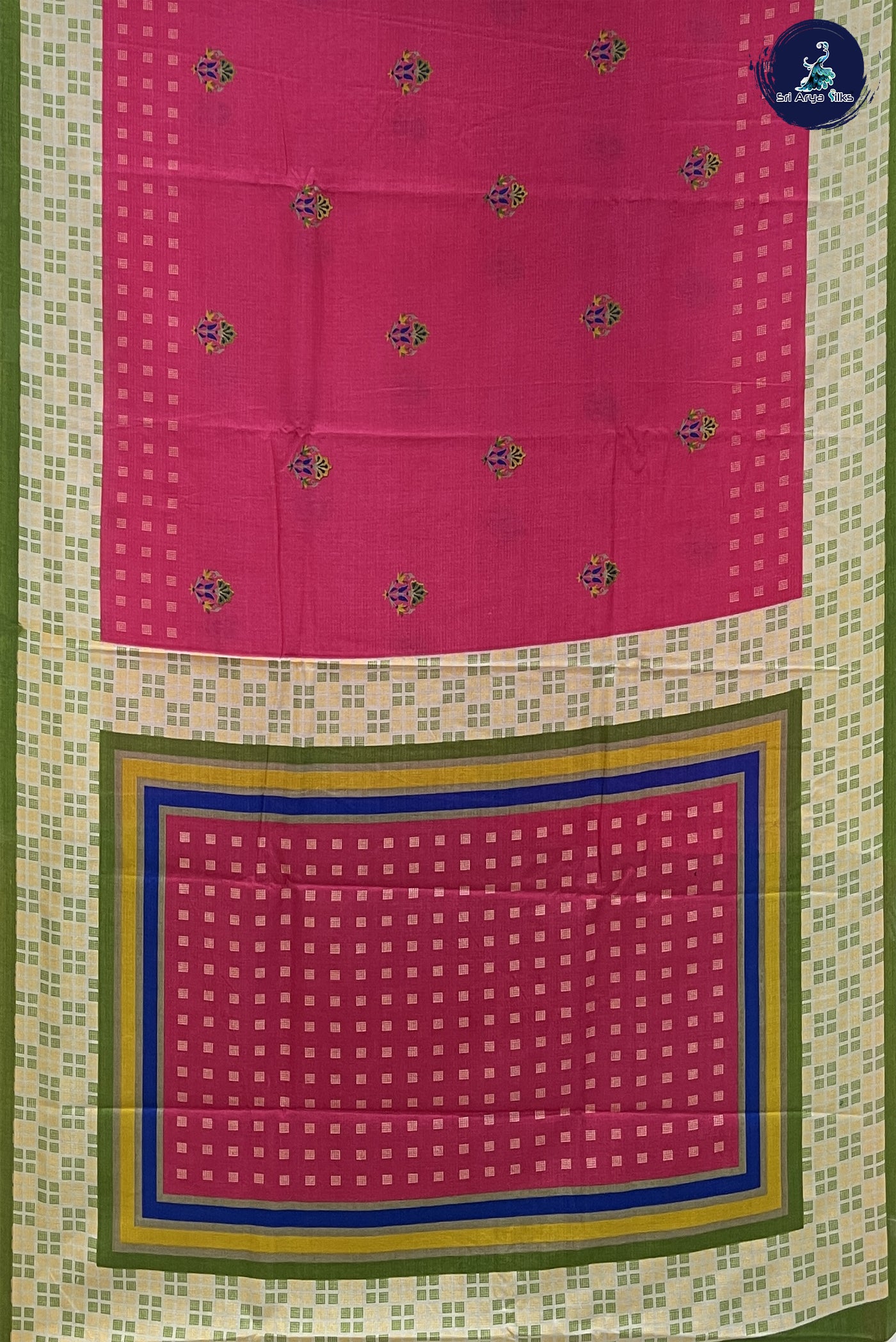 Pink Semi Raw Silk Saree With Printed Pattern