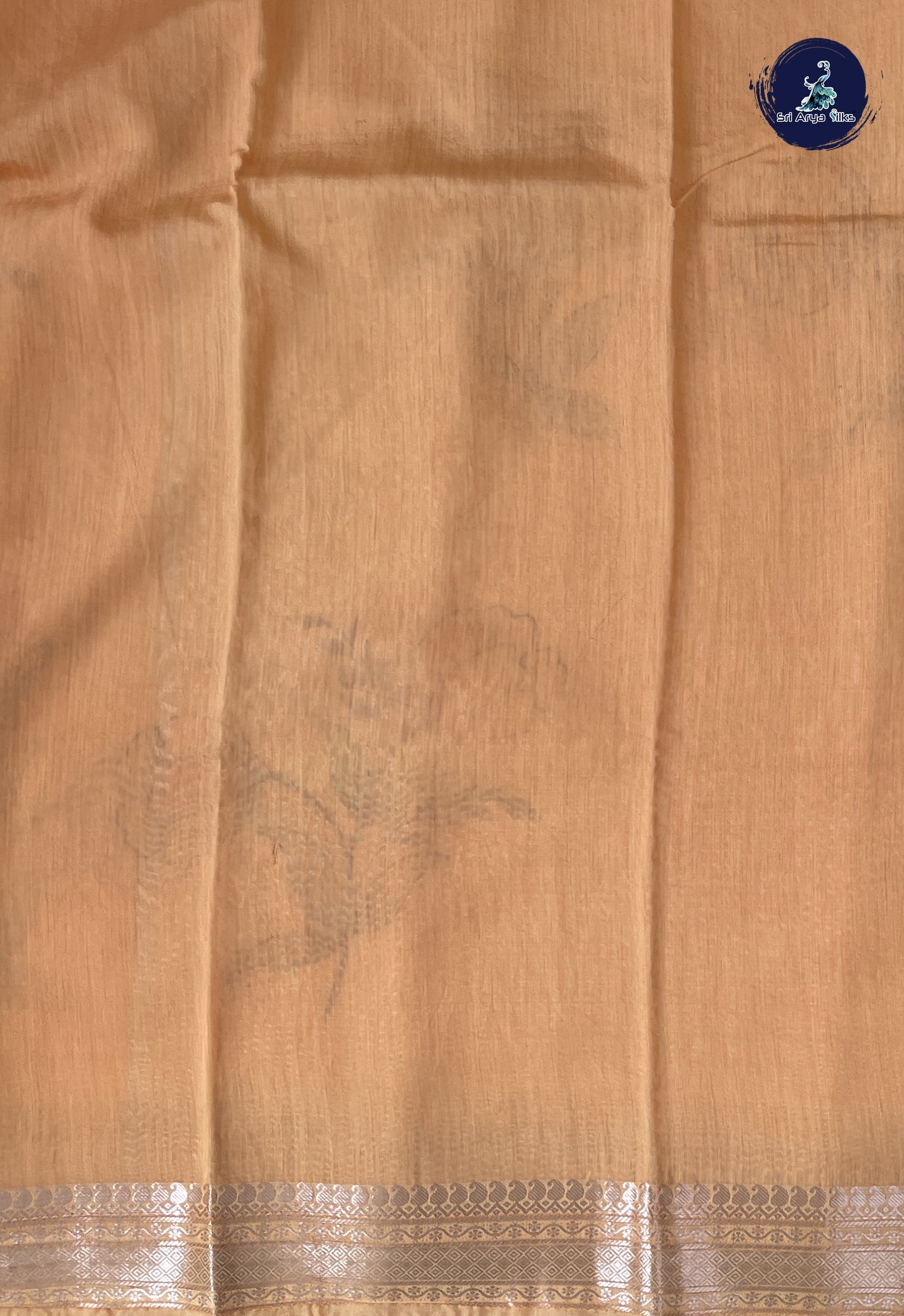 Creamish Yellow Chanderi Silk Cotton Saree With Floral Pattern