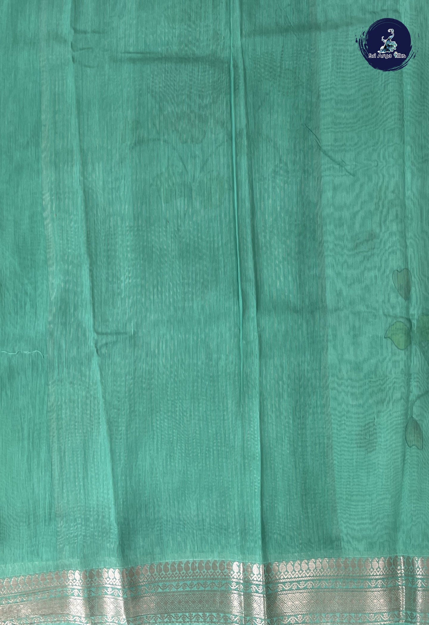Light Blue Chanderi Silk Cotton Saree With Floral Pattern