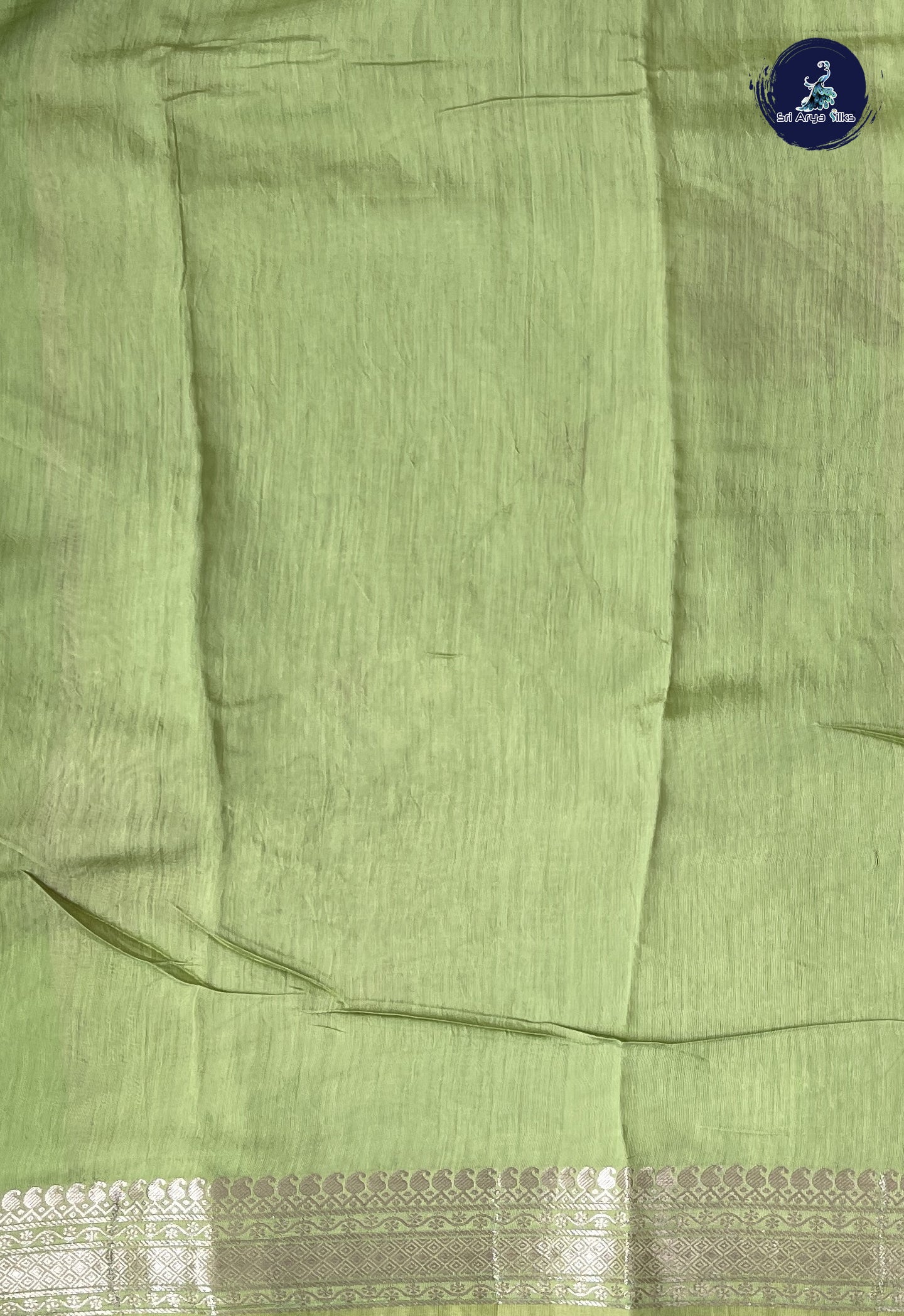 Pista Green Chanderi Silk Cotton Saree With Floral Pattern
