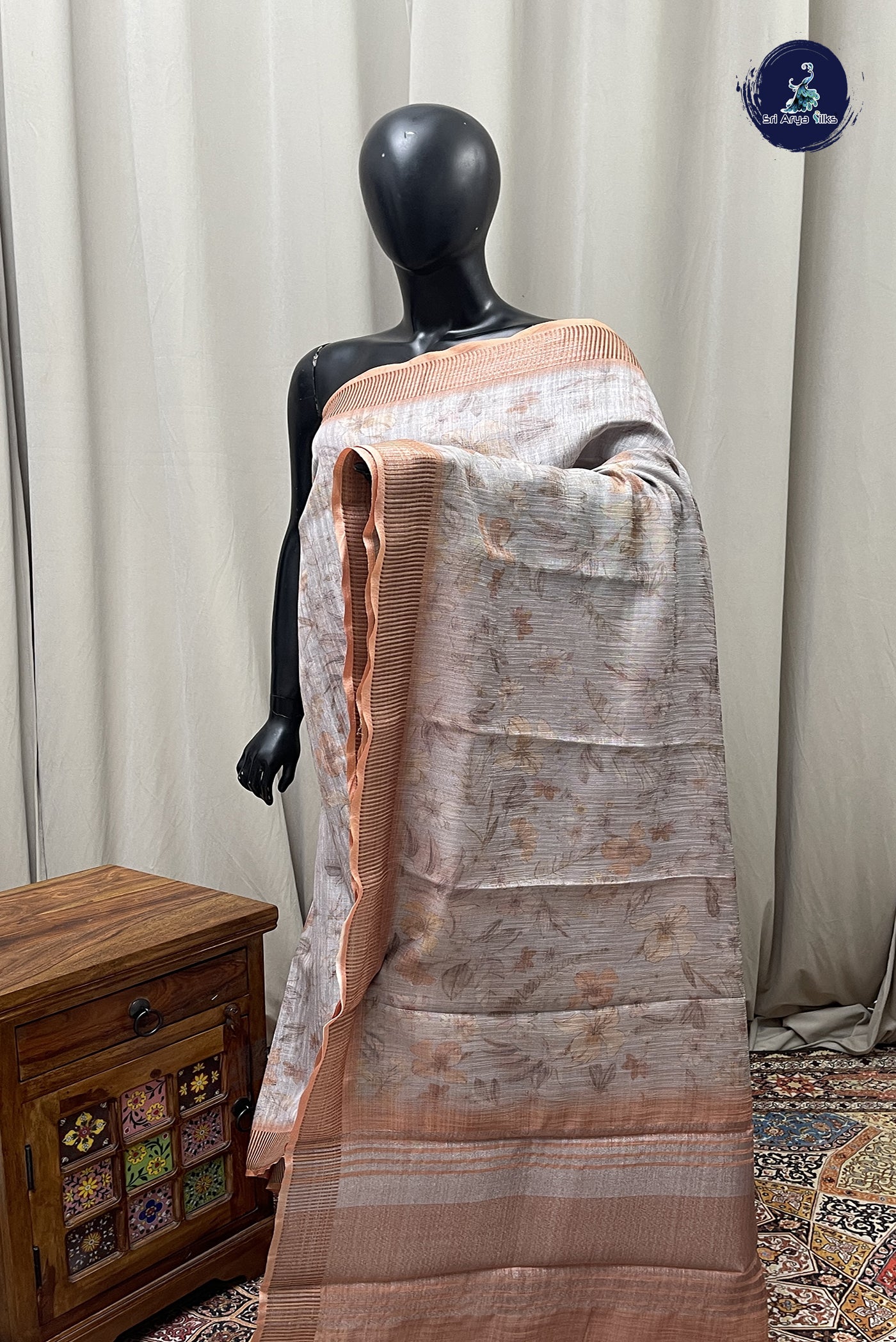 Grey Function Wear Saree With Tissue Brocade Pattern