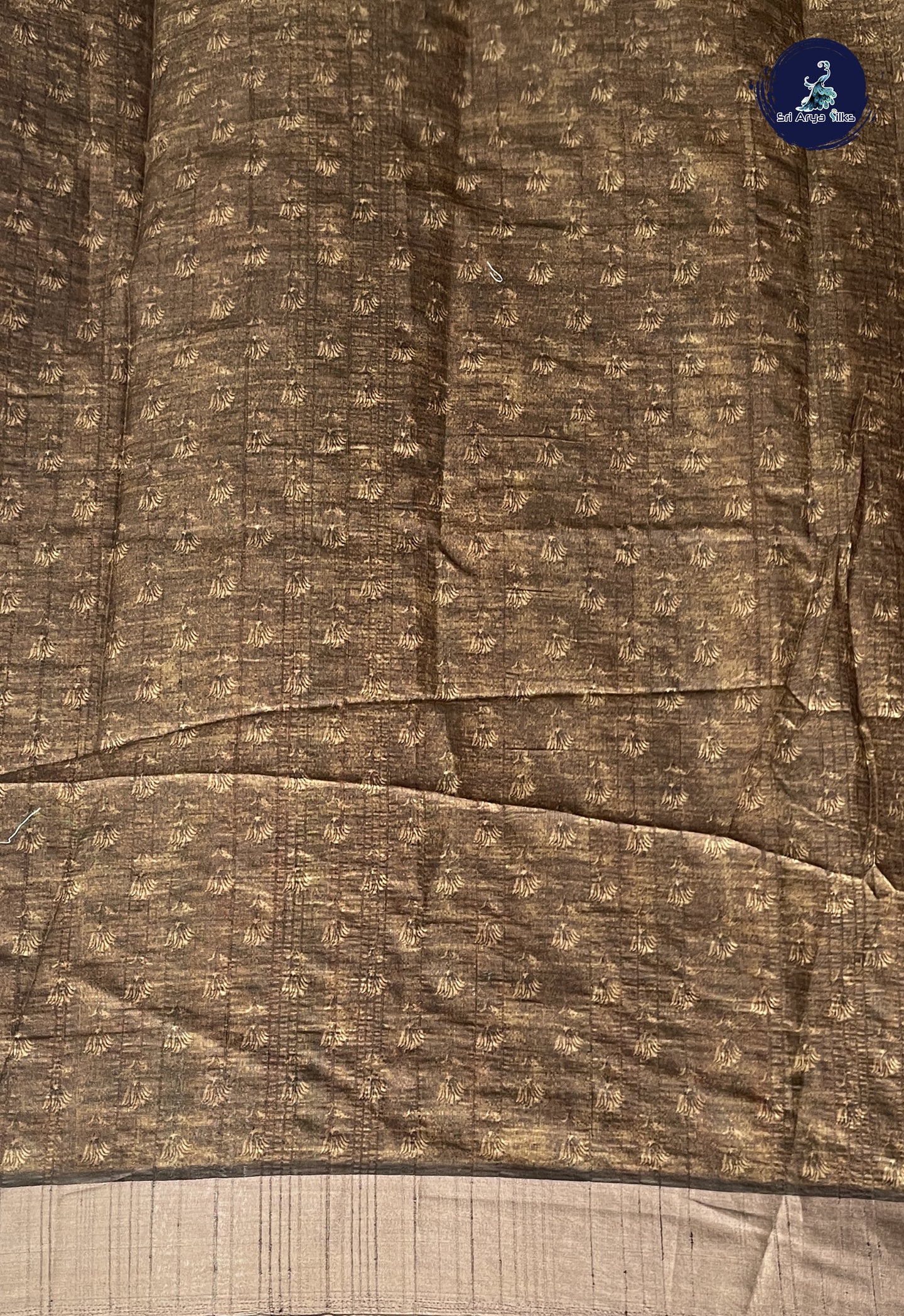 Red Tussar Saree With Printed Pattern