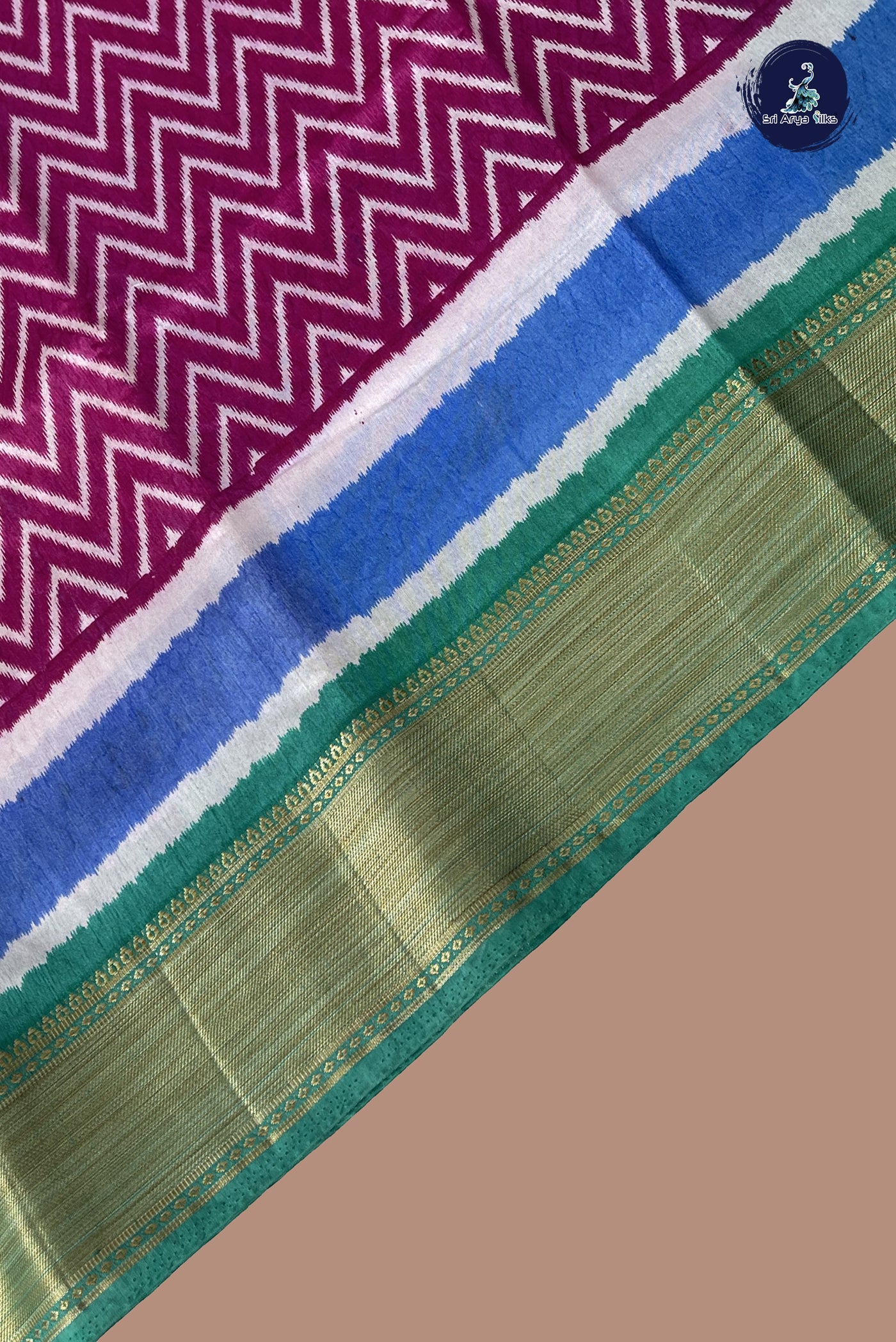 Pink Casual Saree With Ikat Pattern