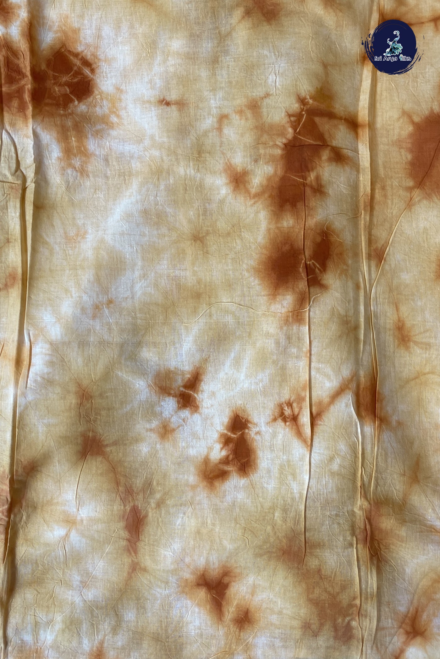 Orange Cotton Saree With Shibori Print Pattern