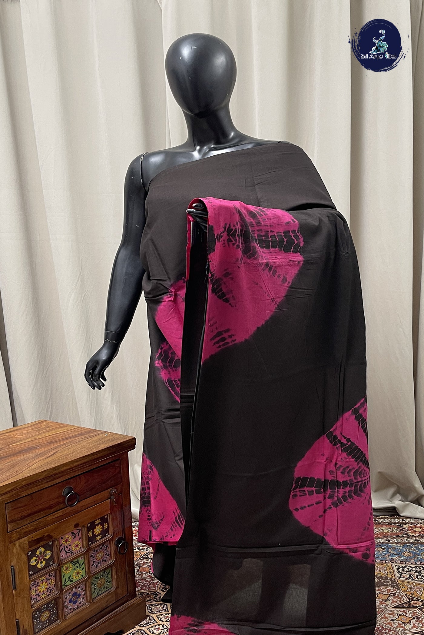 Brown Cotton Saree With Printed Pattern