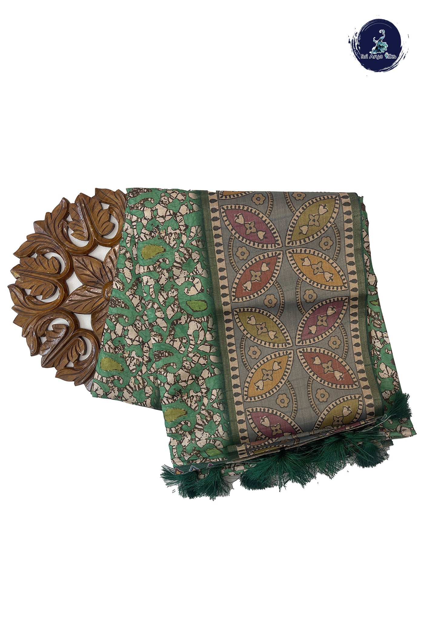 Light Green Semi Tussar Saree With Printed Pattern