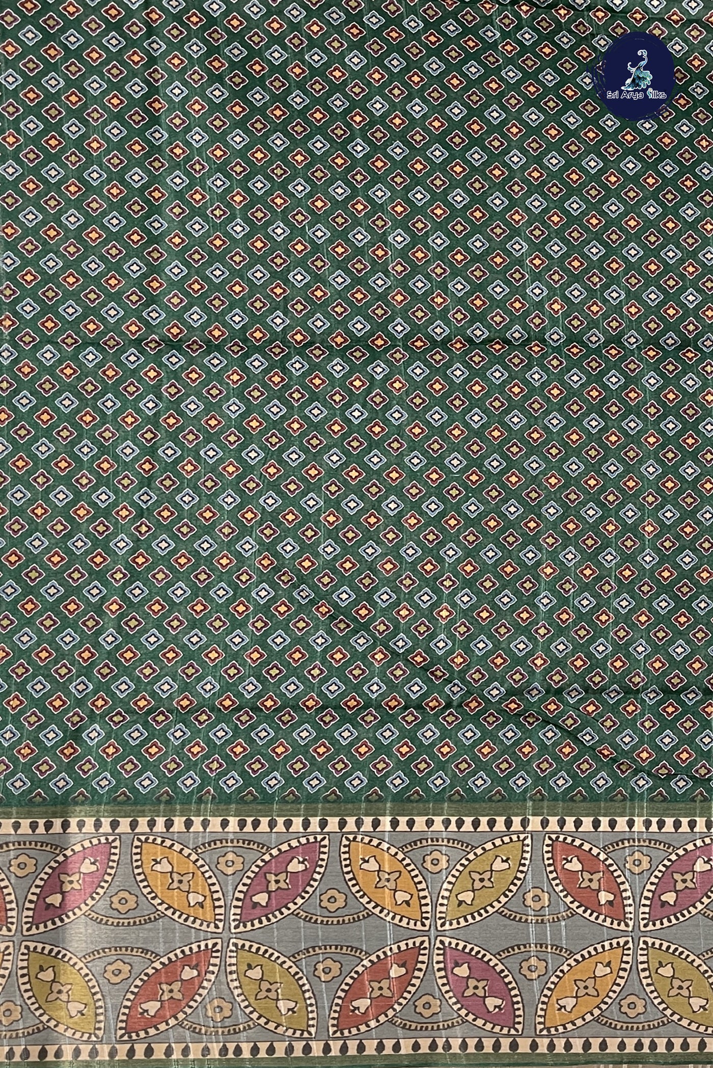 Light Green Semi Tussar Saree With Printed Pattern