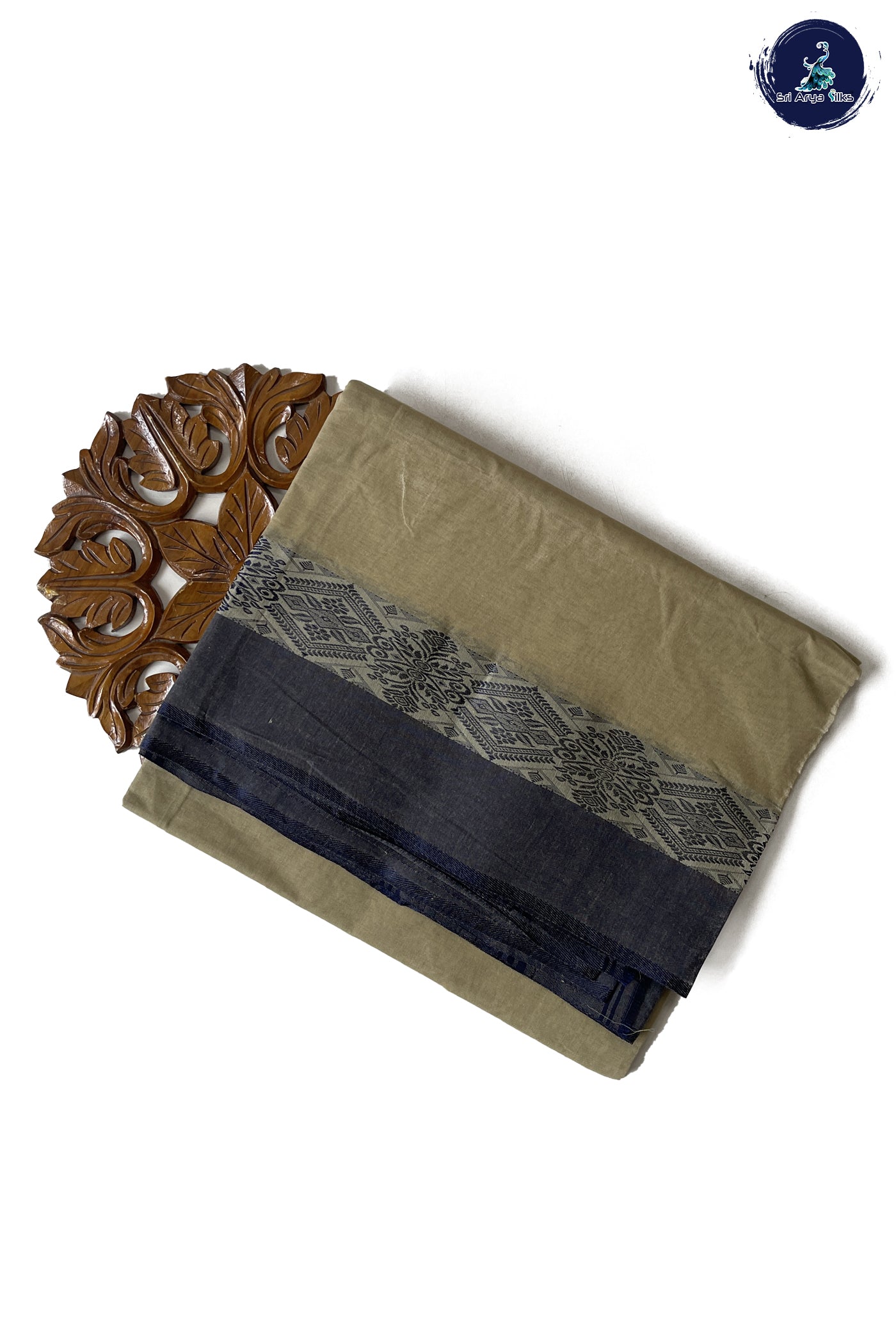 Camel Shade Cotton Saree With Plain Pattern