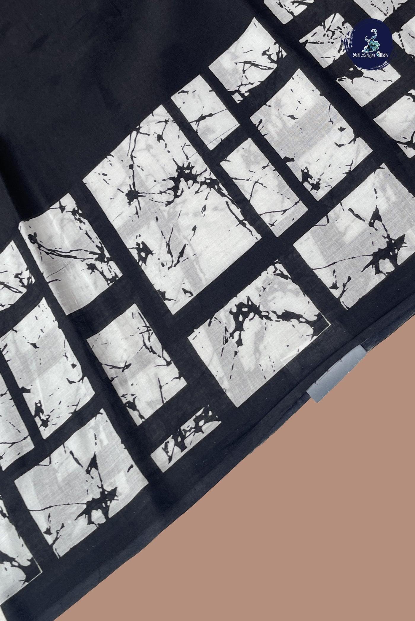 Black Cotton Saree With Printed Pattern