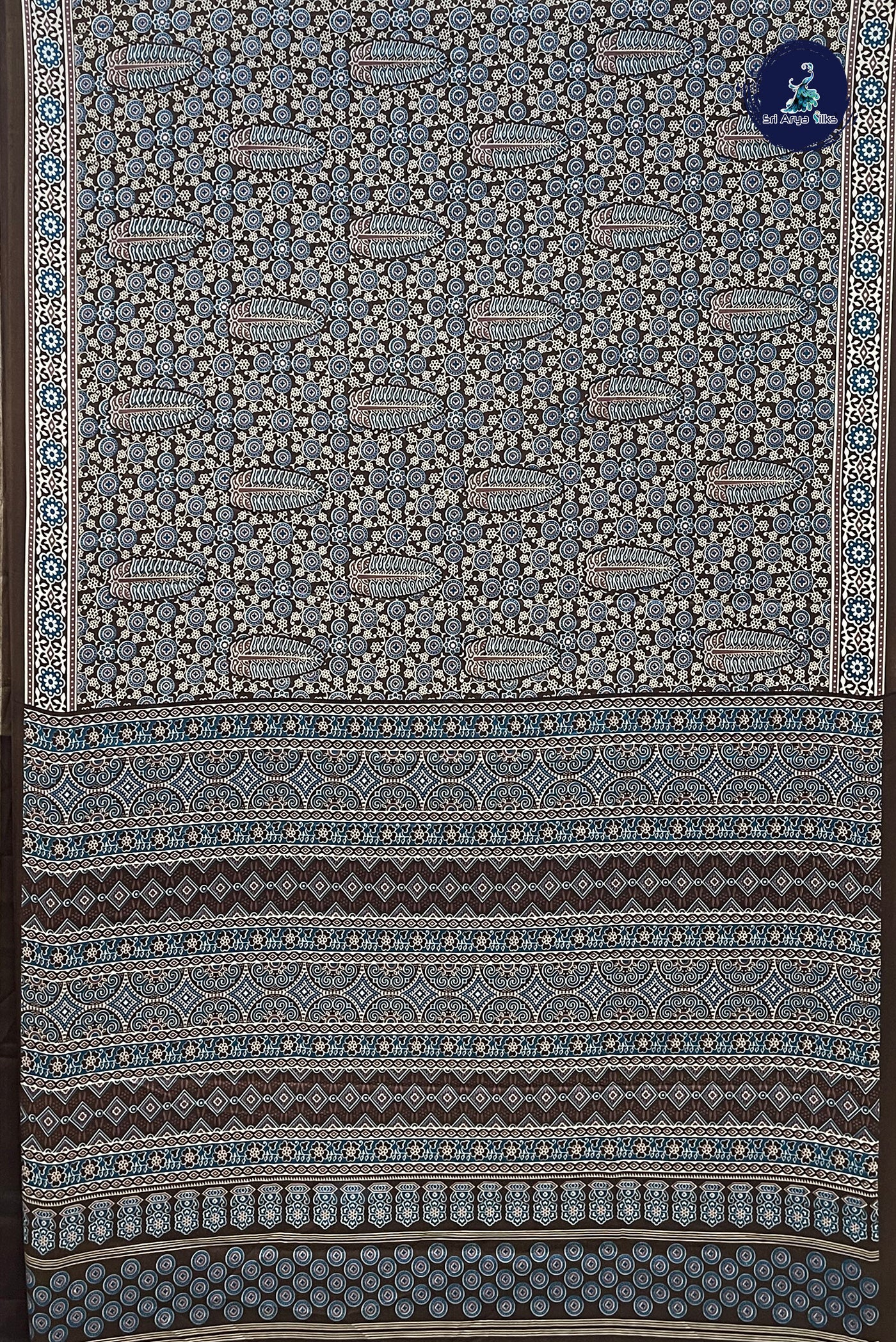 Brown Modal Silk With Ajrakh Print Pattern