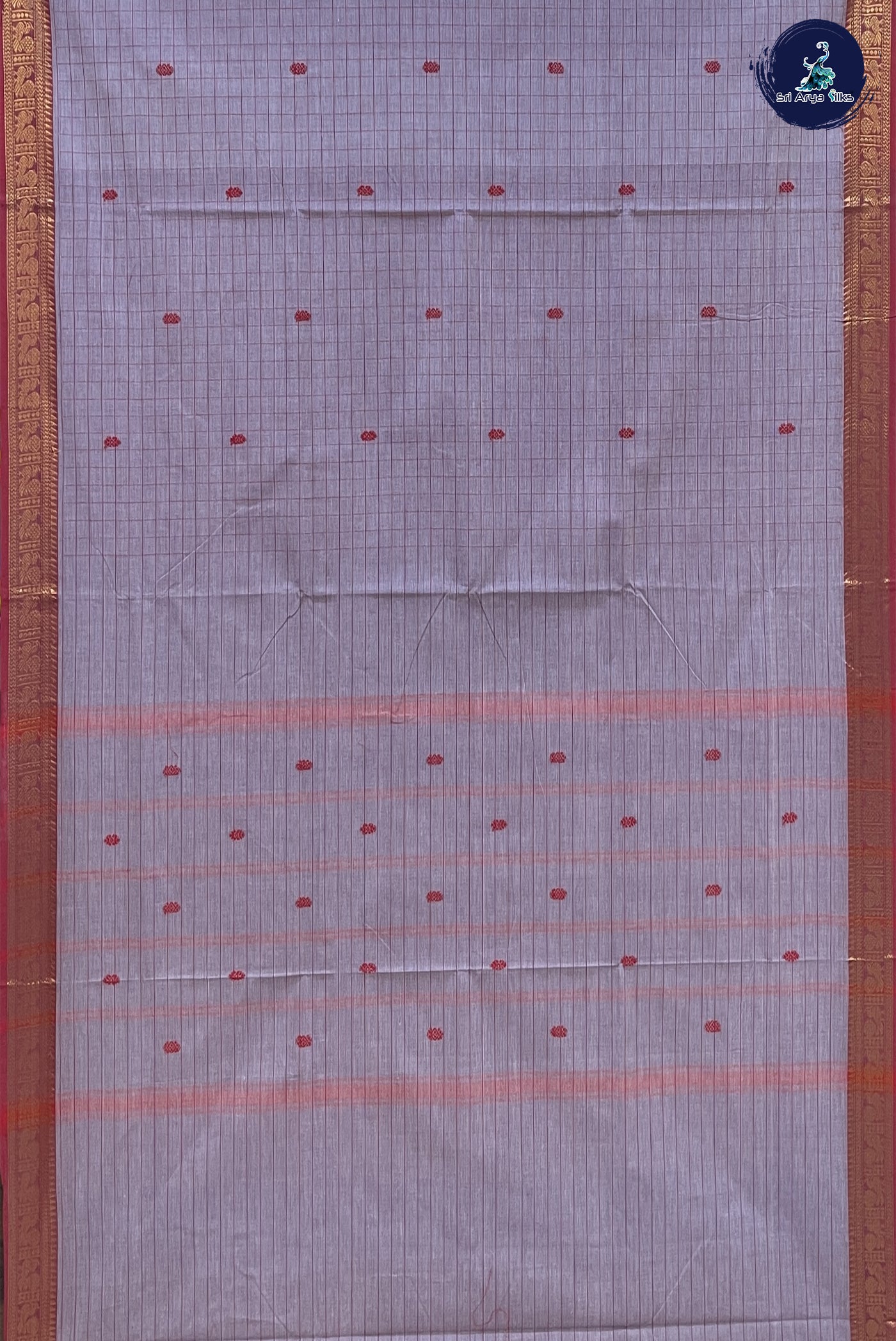 Mauve Grey Chettinad Cotton With Checked Pattern