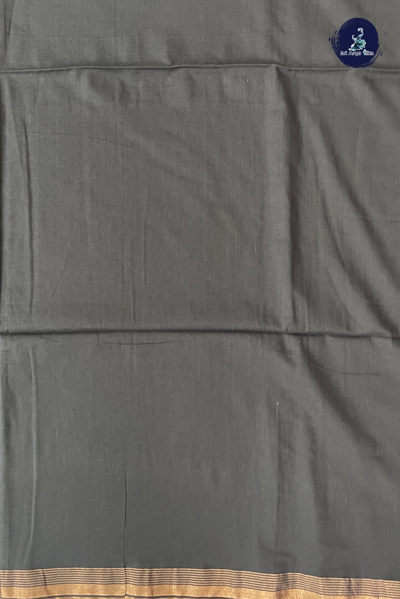 Black Linen Saree With Plain Pattern