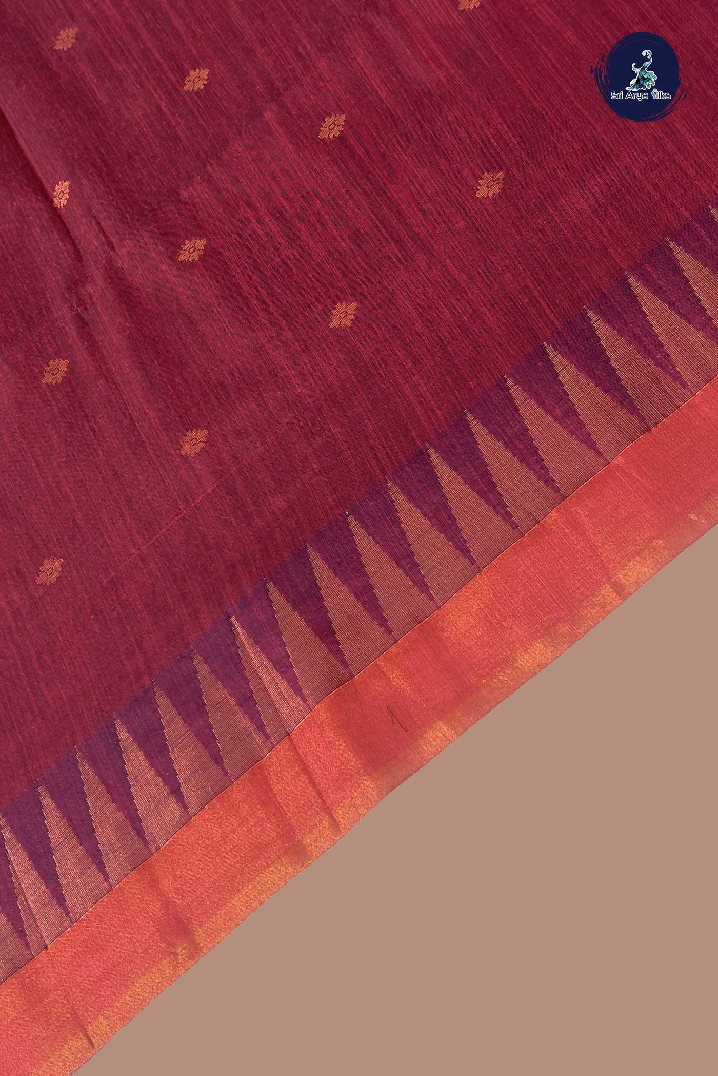 Reddish Pink Linen Saree With Zari Buttas Pattern