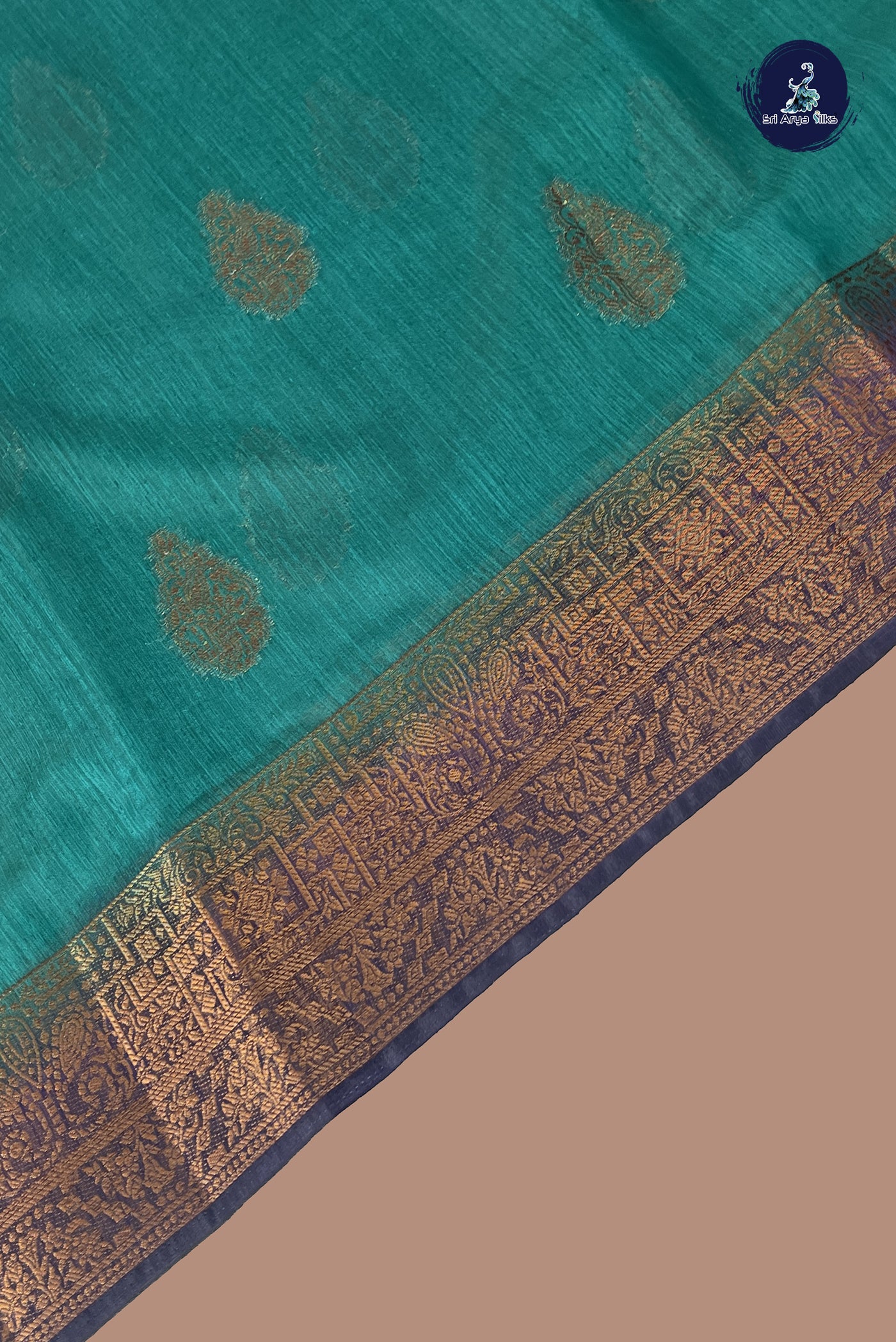 Sapphire Green Art Silk Saree With Zari Buttas Pattern