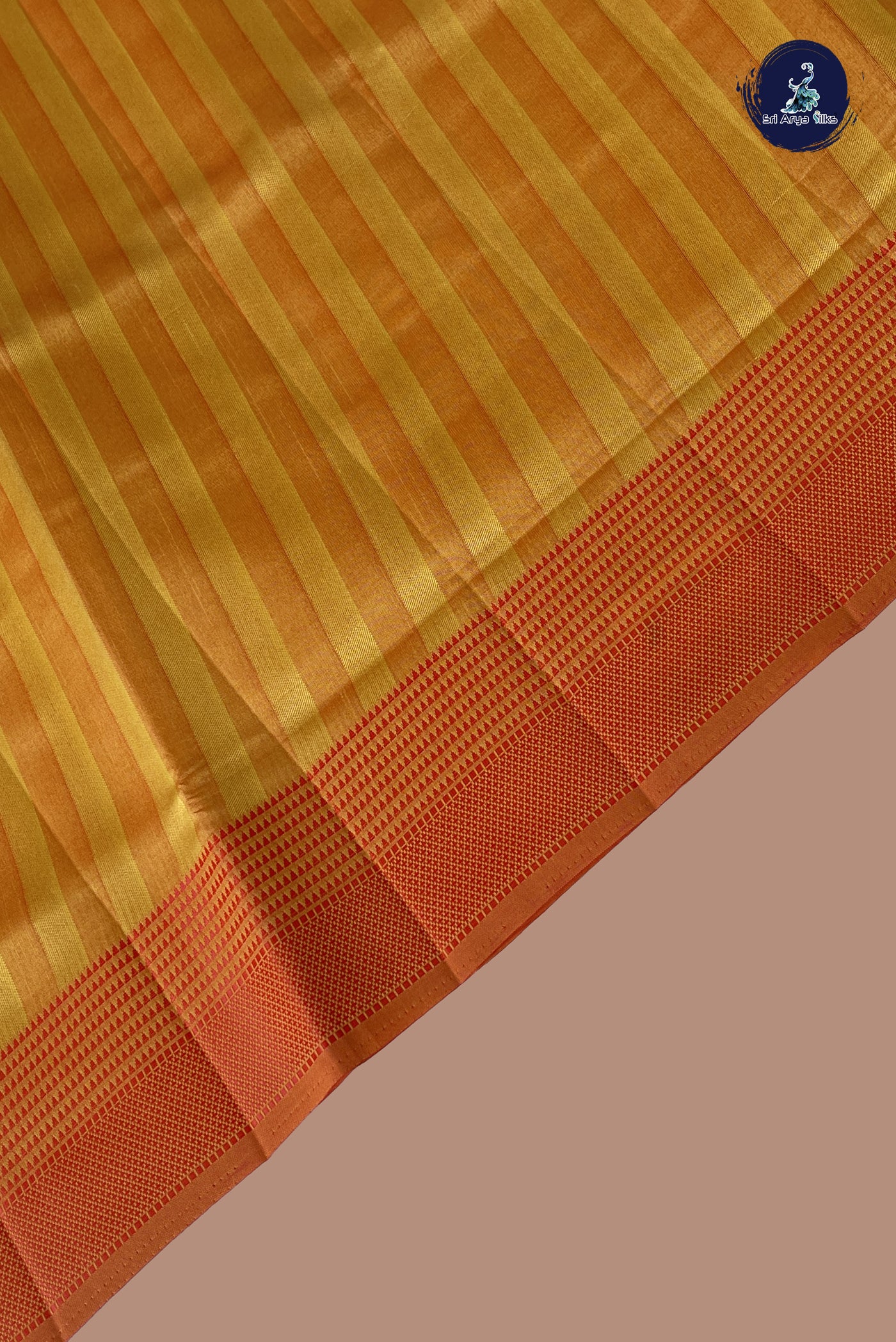 Yellow Semi Tussar Saree With Embossed Pattern