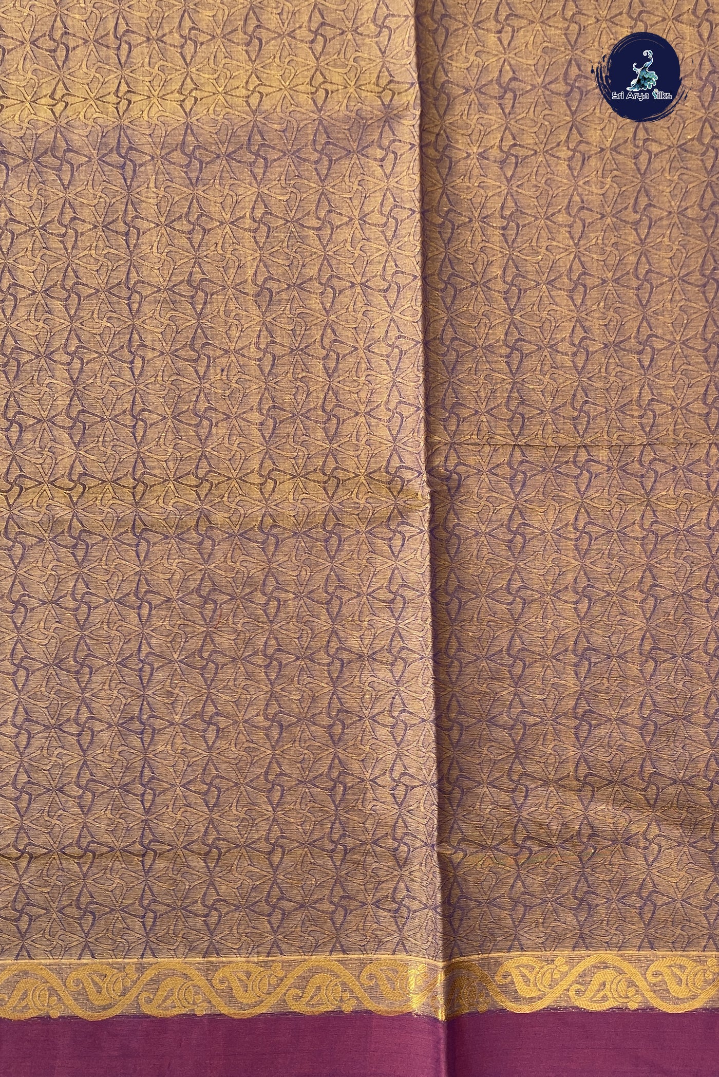 Mustard Cotton Saree With Embossed Pattern