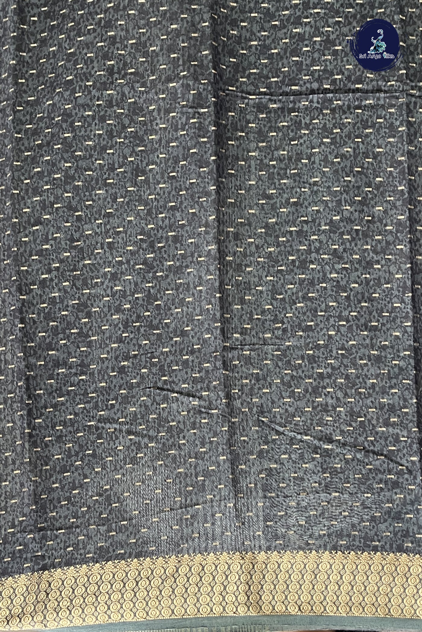 Bluish Grey Chanderi saree with Printed pattern