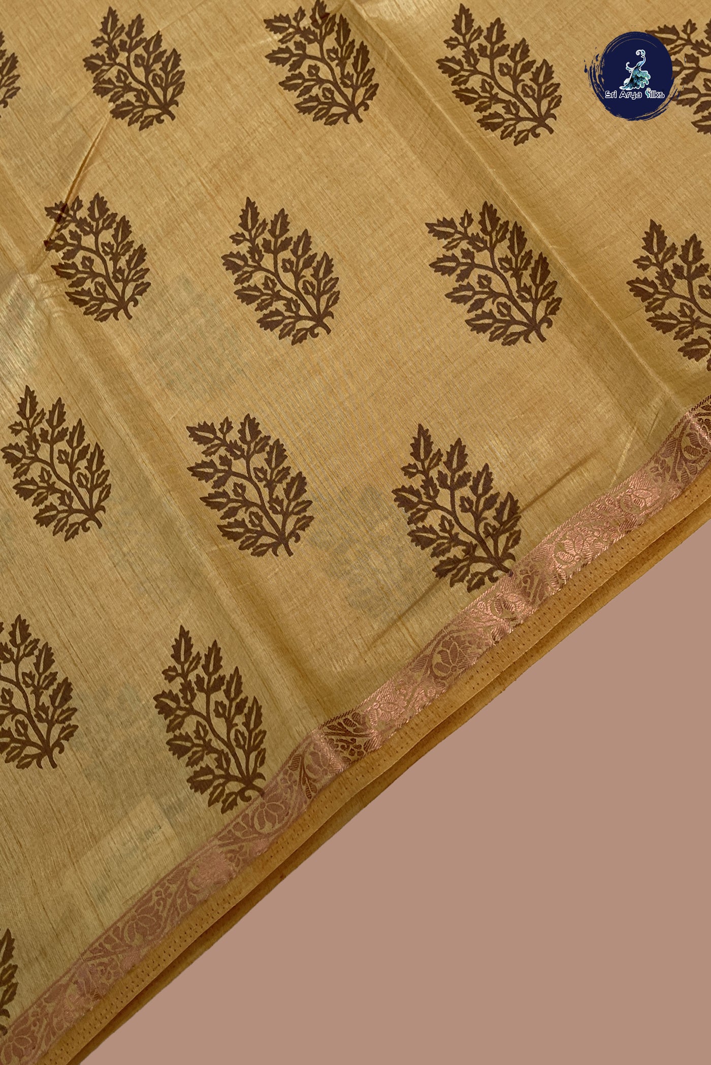 Beige Semi Tussar Saree With Printed Pattern
