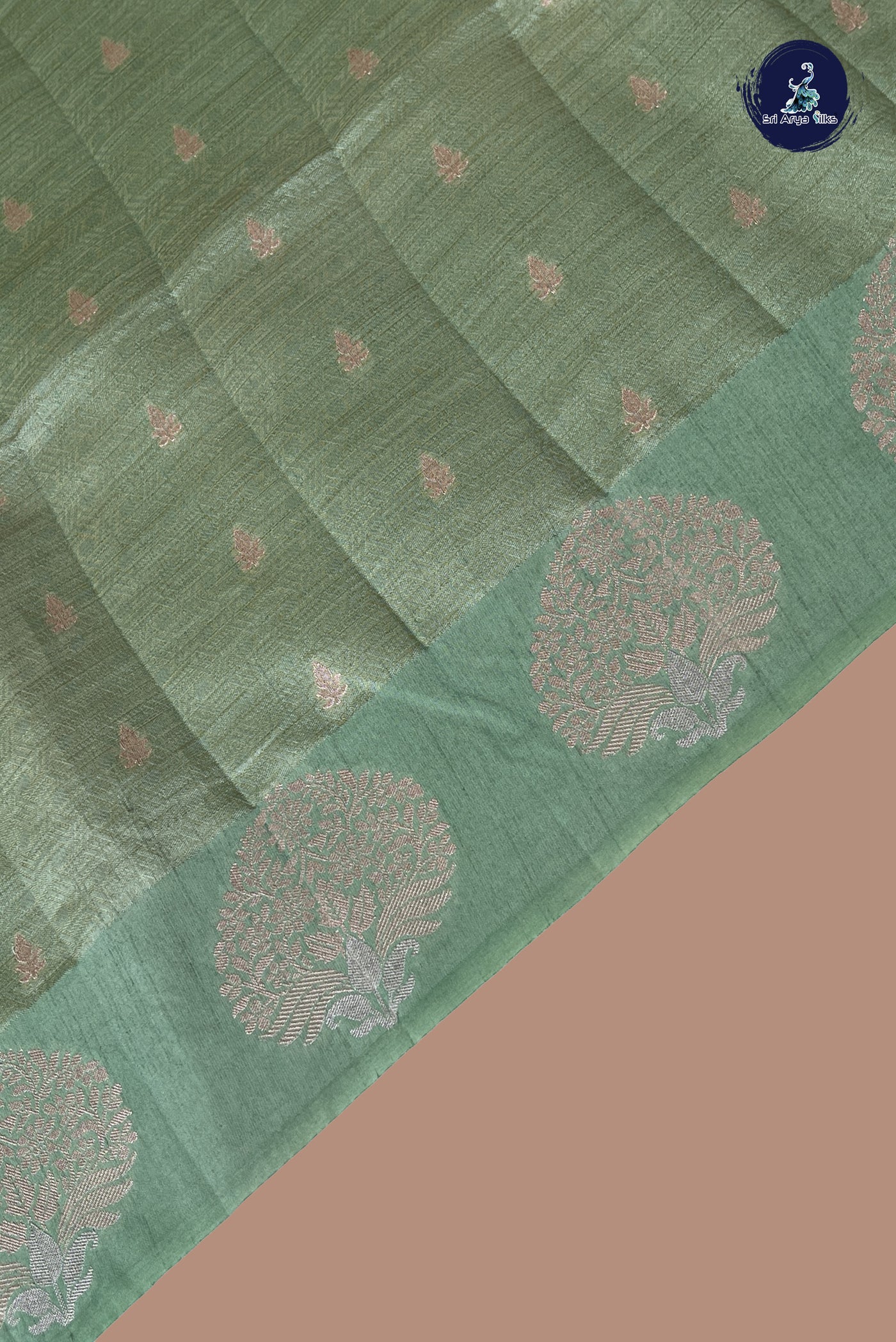 Pastel Shade Semi Tussar Saree With Embossed Pattern
