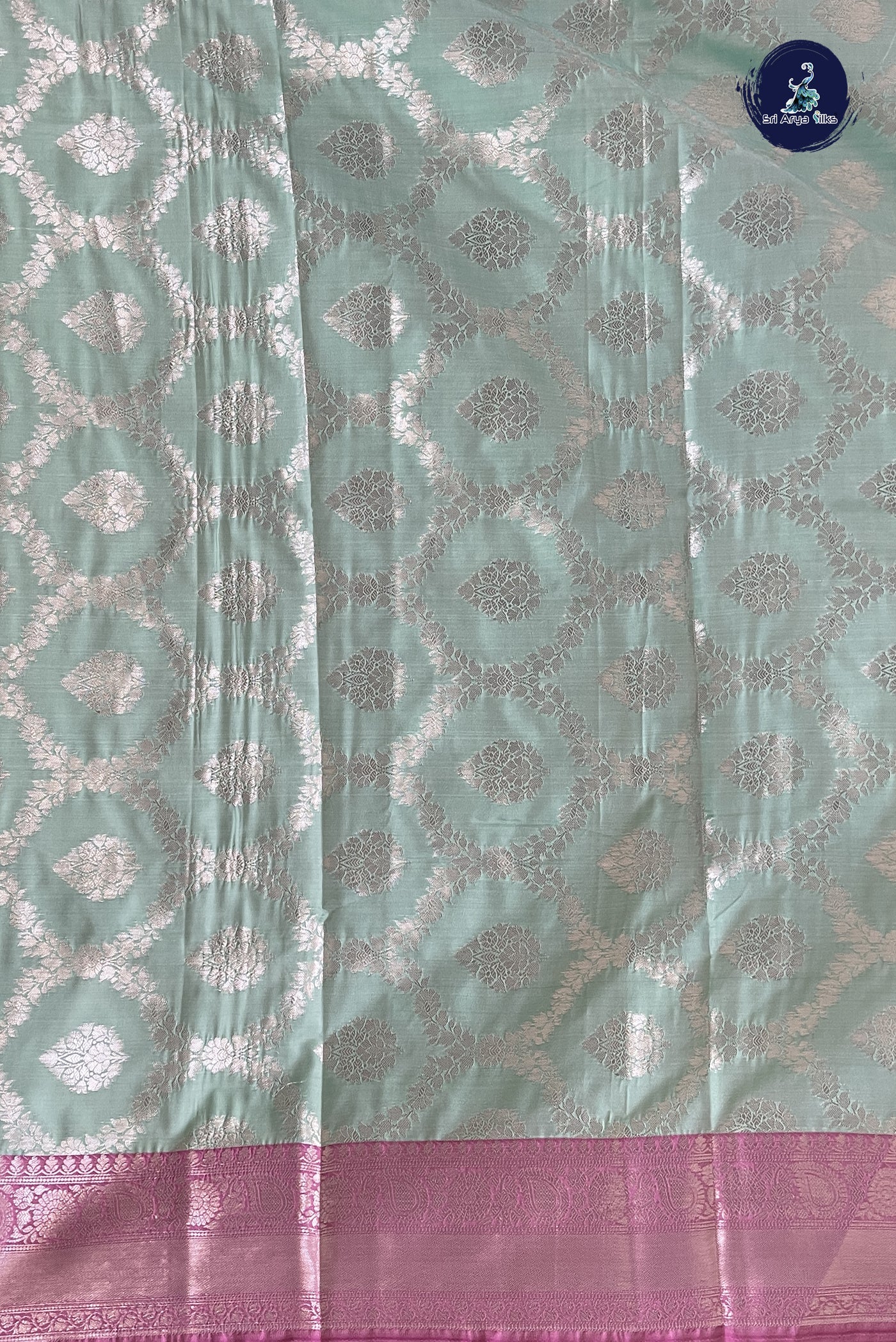 Pastel Shade Semi Banarasi Saree With Zari Buttas Pattern