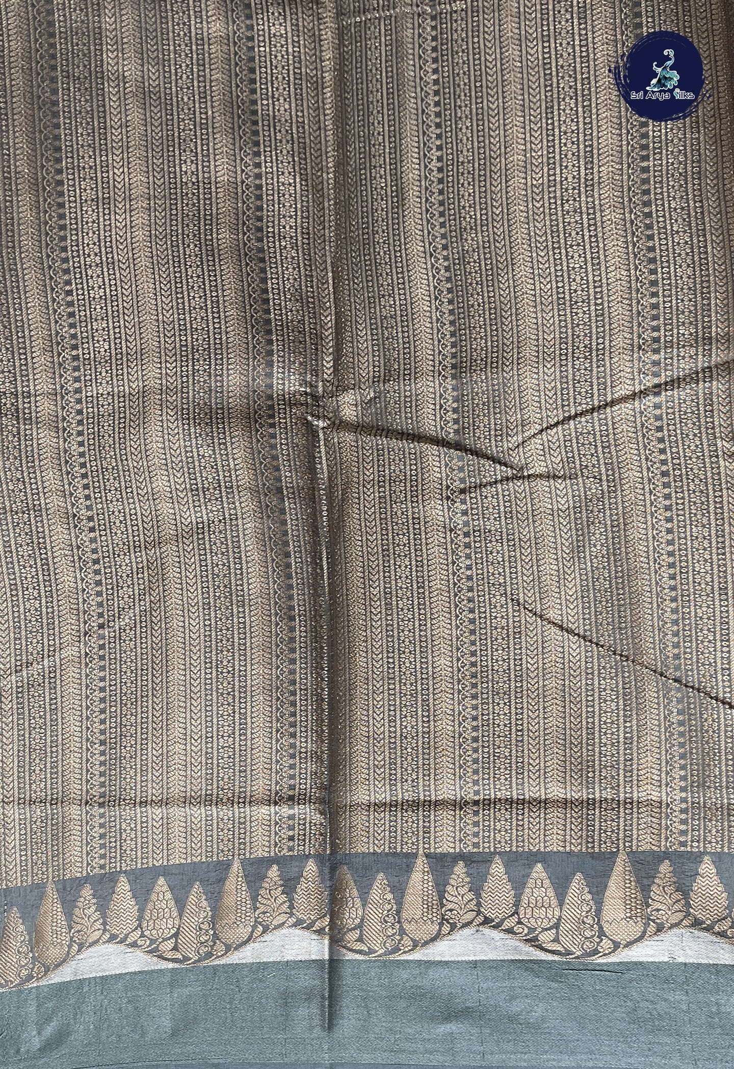 Grey Semi Raw Silk Saree With Zari Buttas Pattern