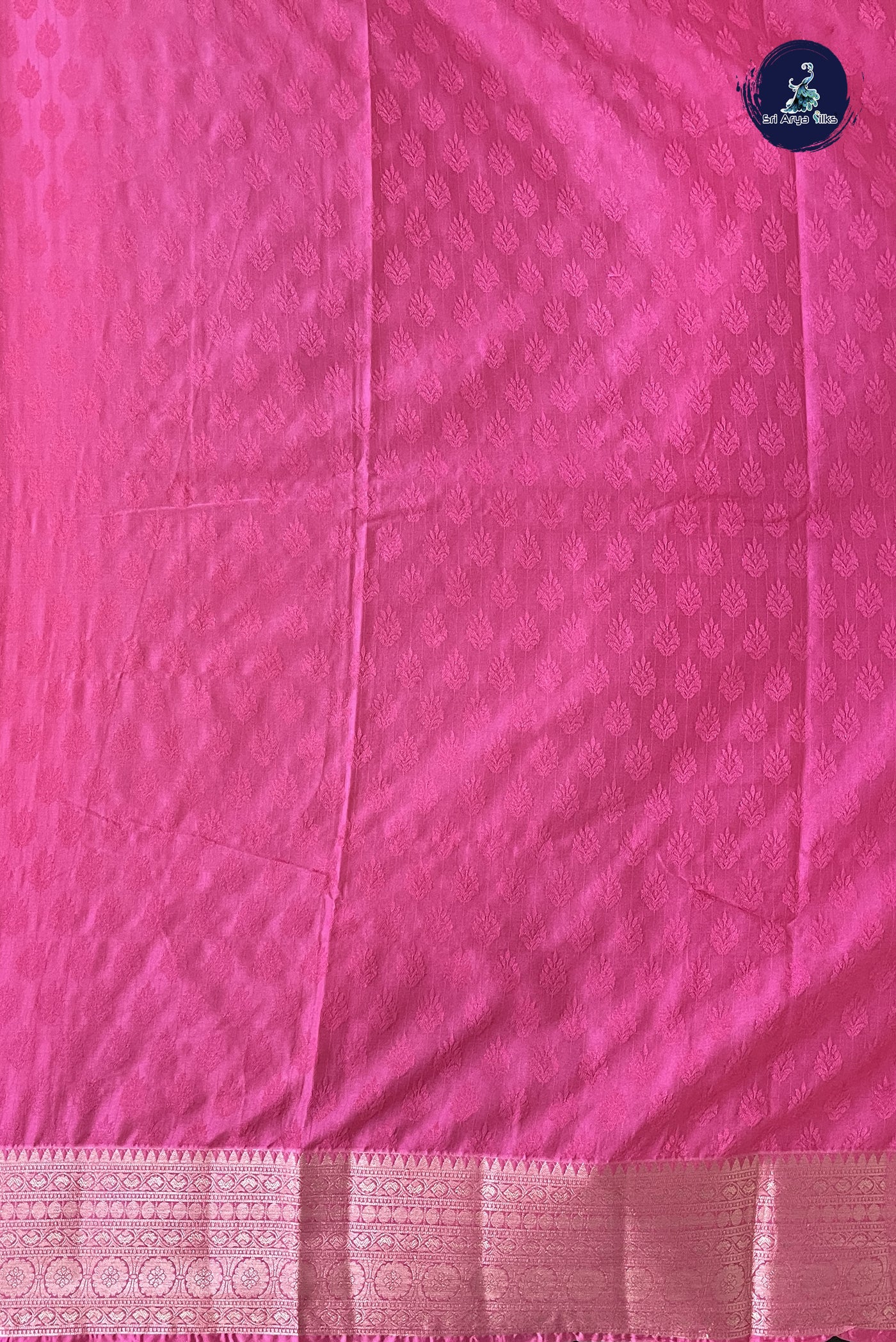 Pink Semi Raw Silk Saree With Embossed Pattern