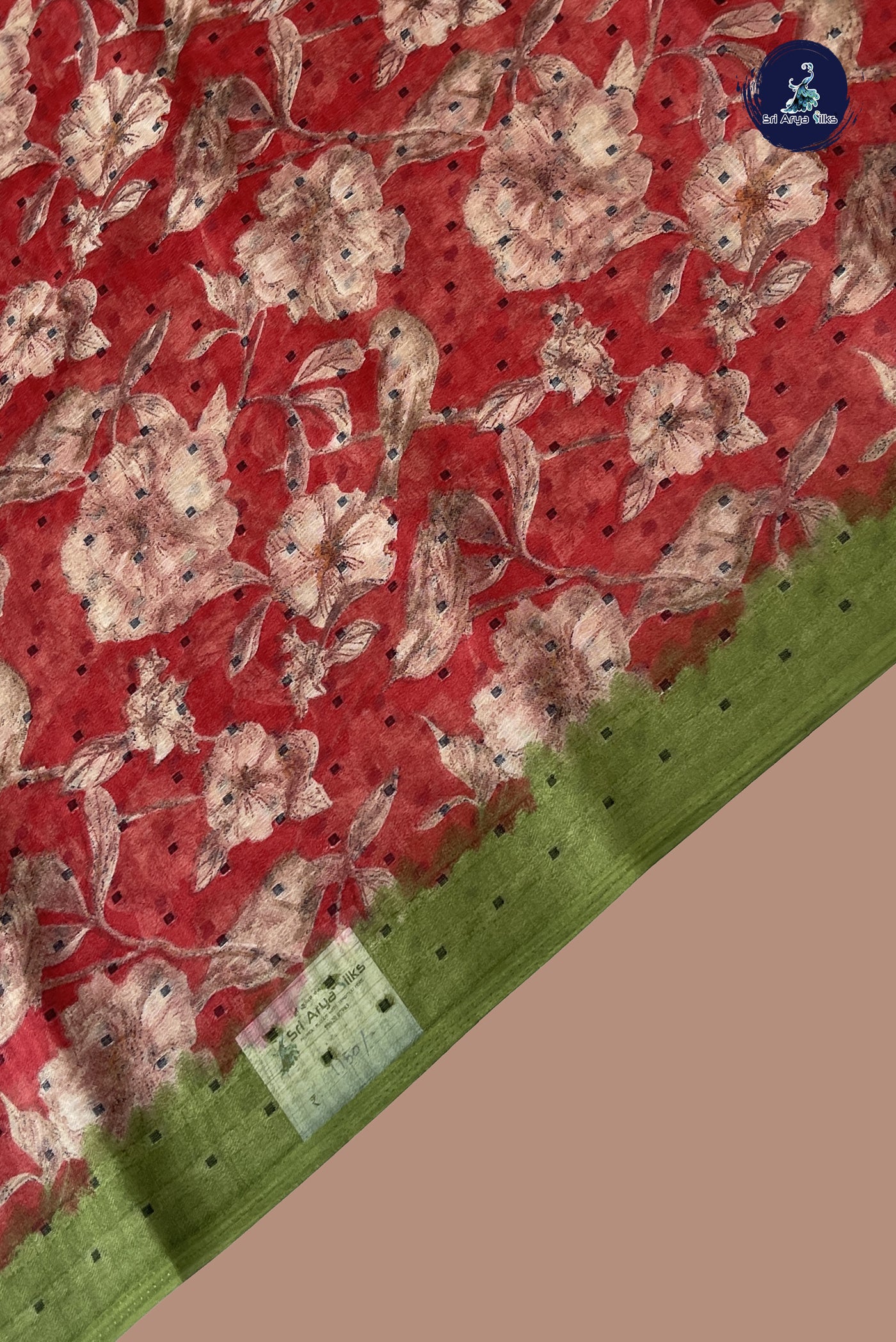 Red Chiffon Saree With Printed Pattern