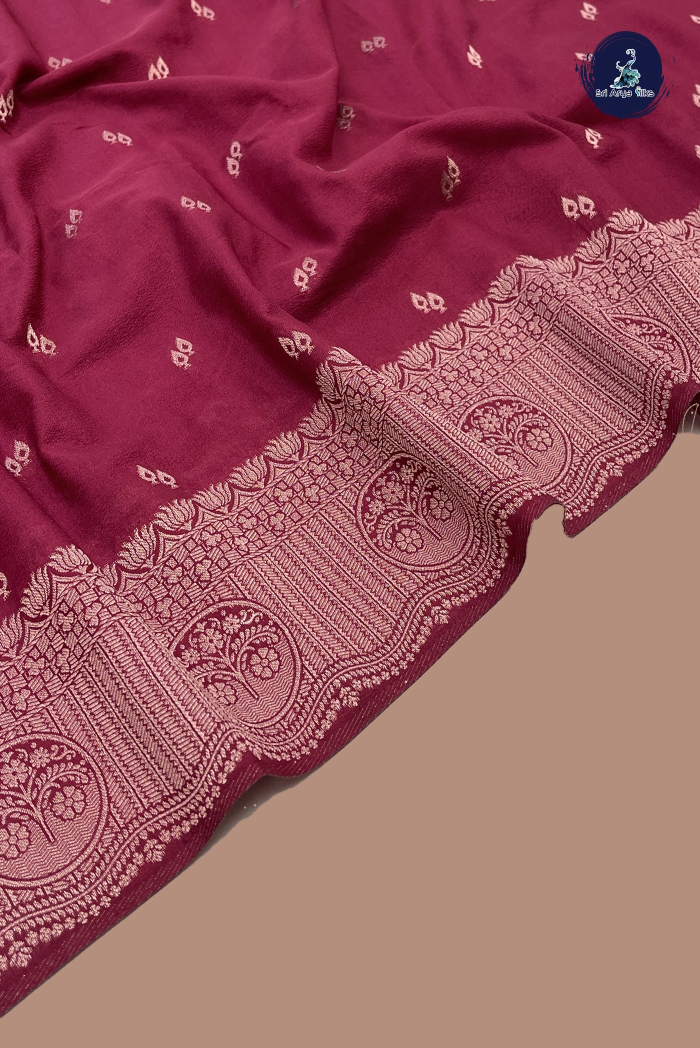 Dark Pink Georgette Banarasi Saree With Zari Buttas Pattern