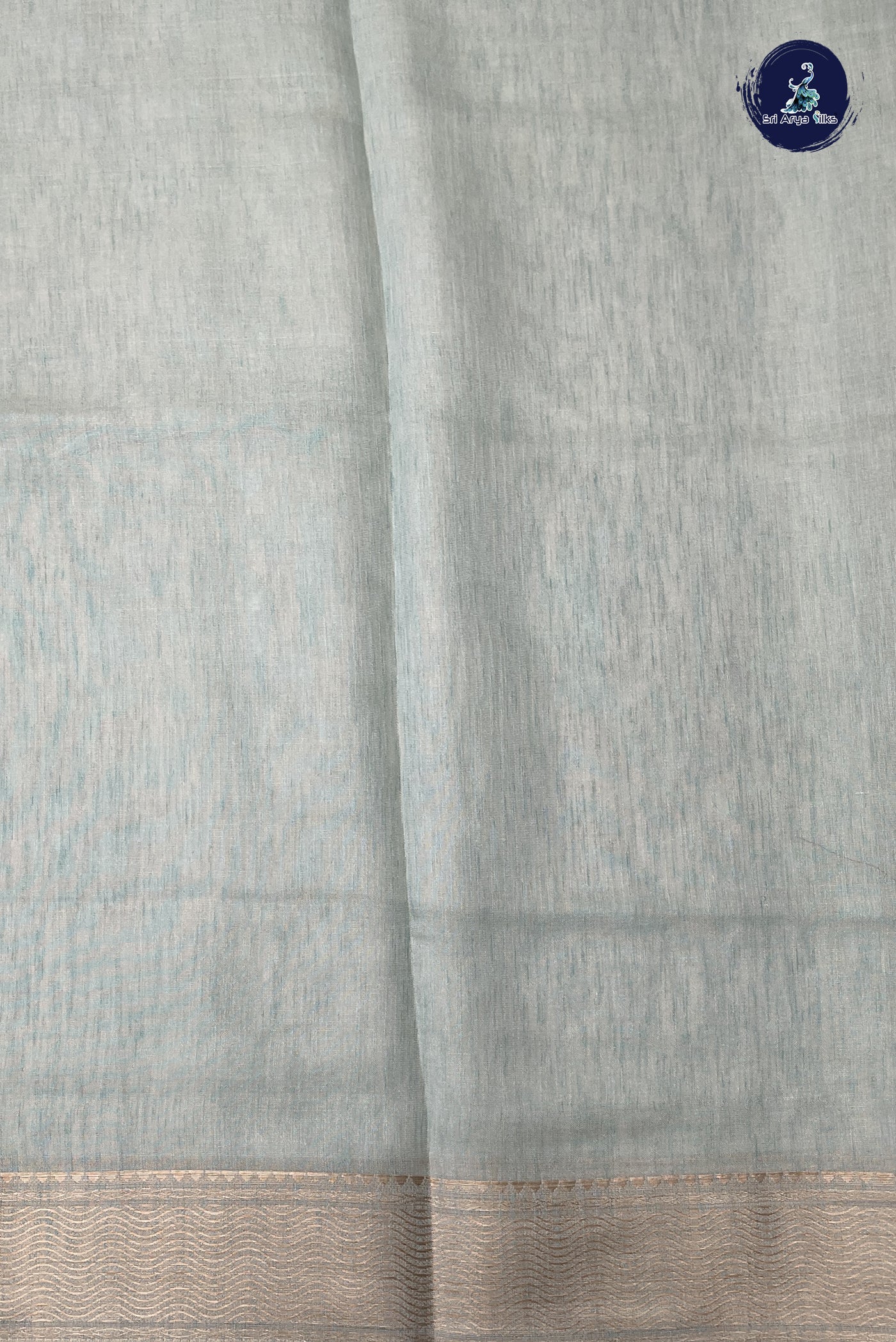 Pastel Green Linen Saree With Stone Work Pattern