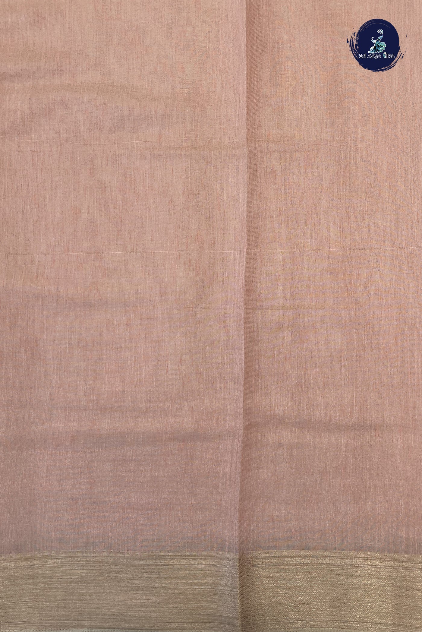 Peach Linen Saree With Stone Work Pattern
