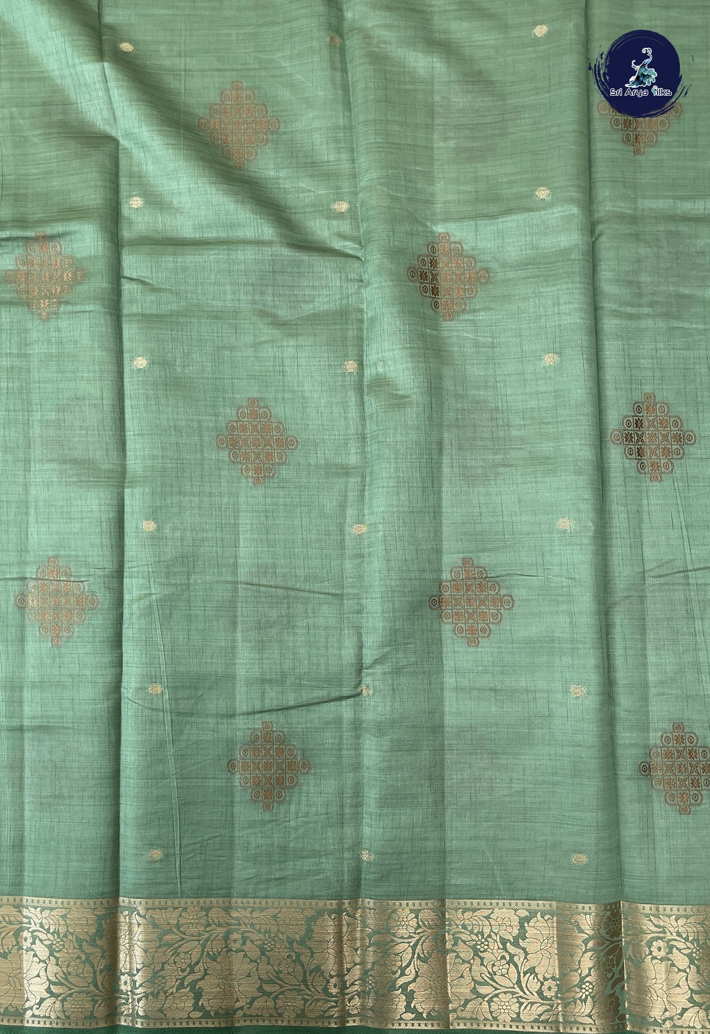 Pastel Green Semi Tussar Saree With Buttas Pattern