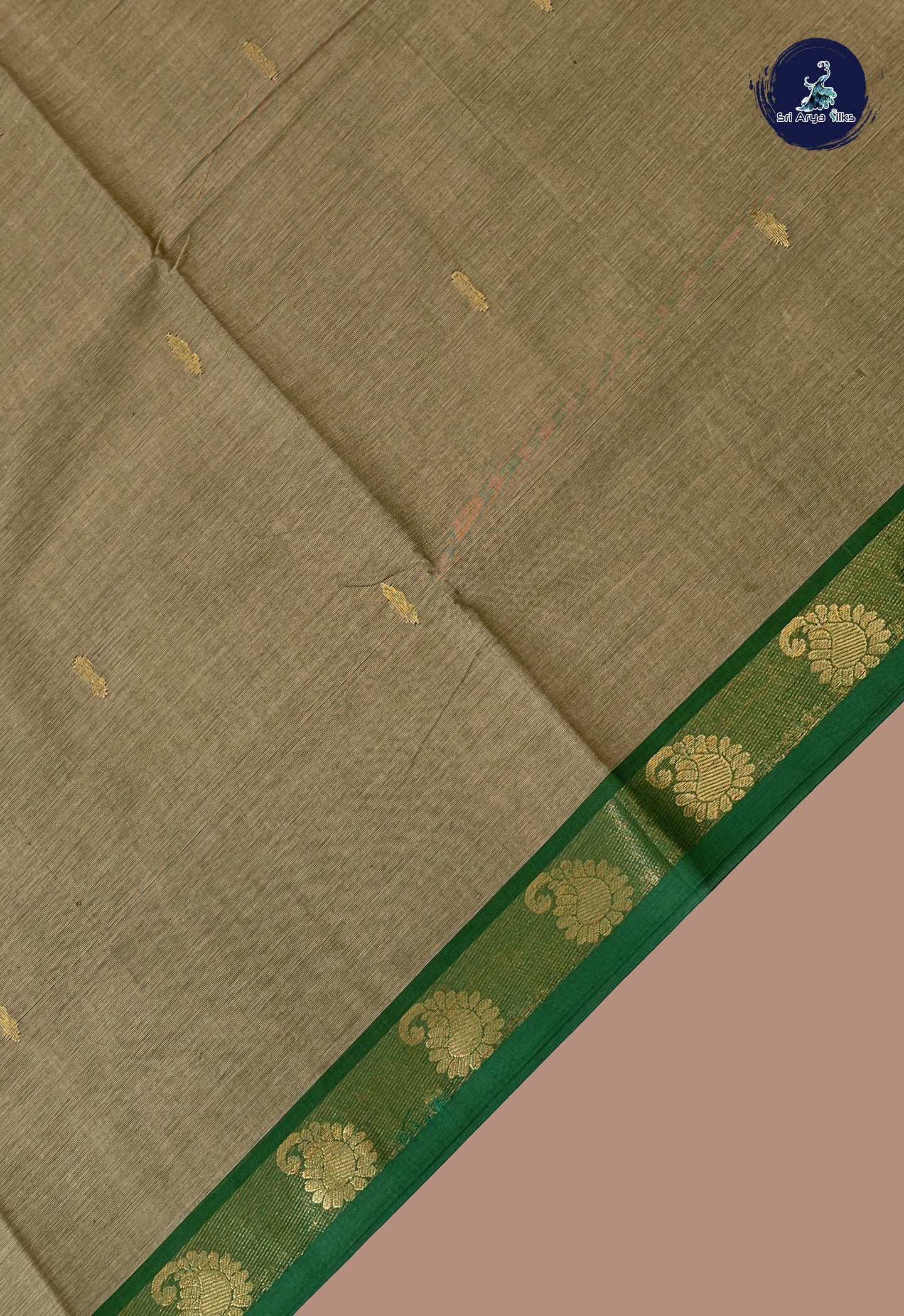 Pastel Shade Chettinad Cotton Saree With Zari Buttas Pattern