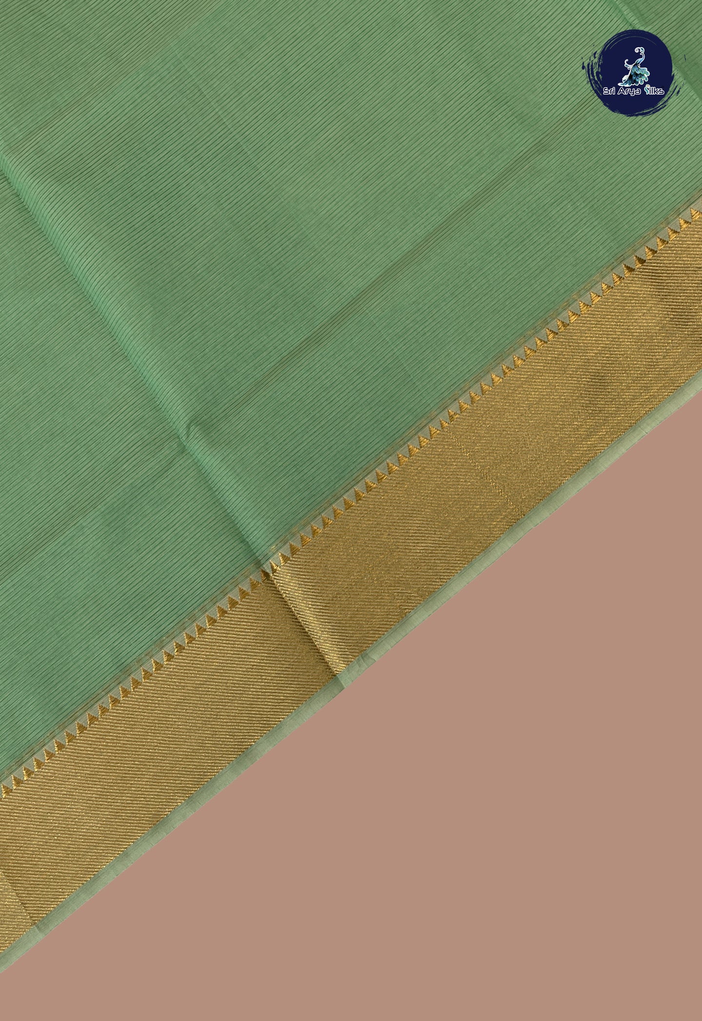 Pastel Green Mangalgiri Cotton Saree With Doria Lines Pattern