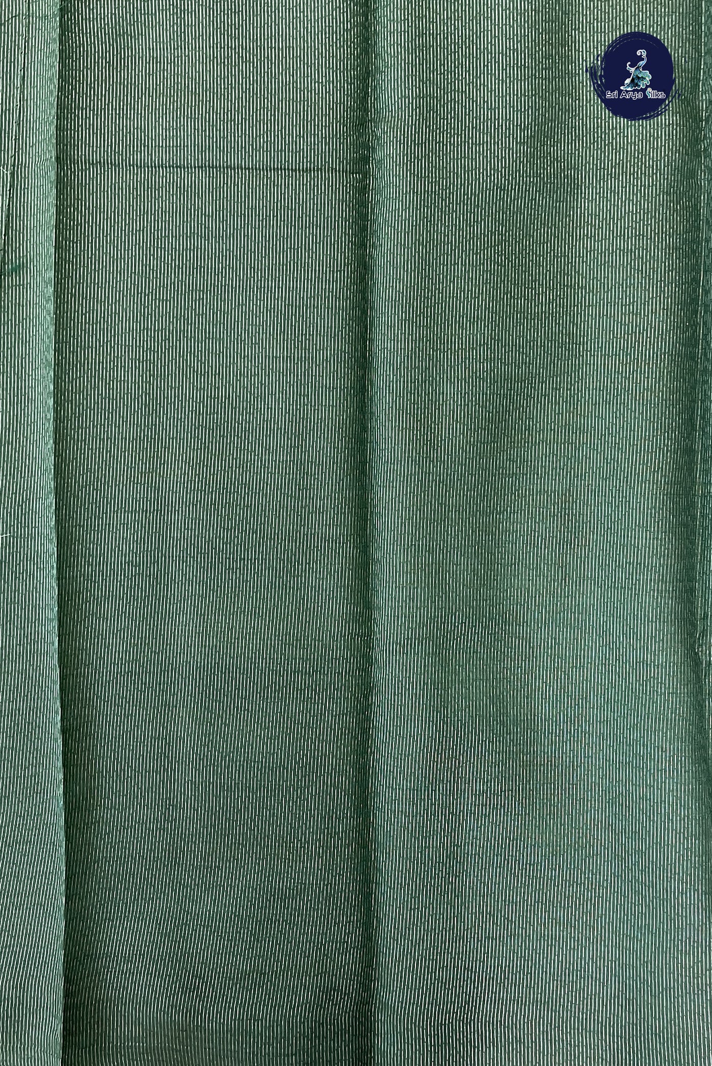 Dark Green Semi Tussar Saree With Zari Buttas Pattern