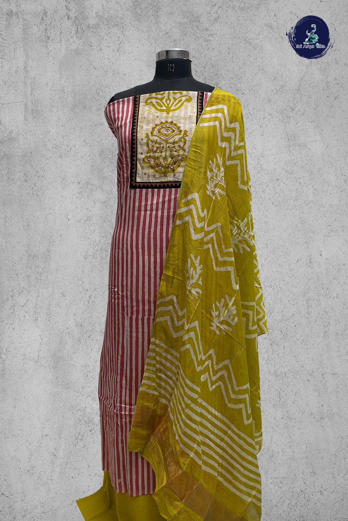 Pink Cotton Unstitched Salwar Suit