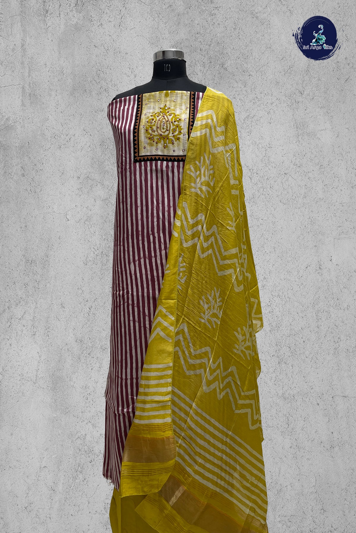 Mauve Cotton Unstitched Salwar Suit