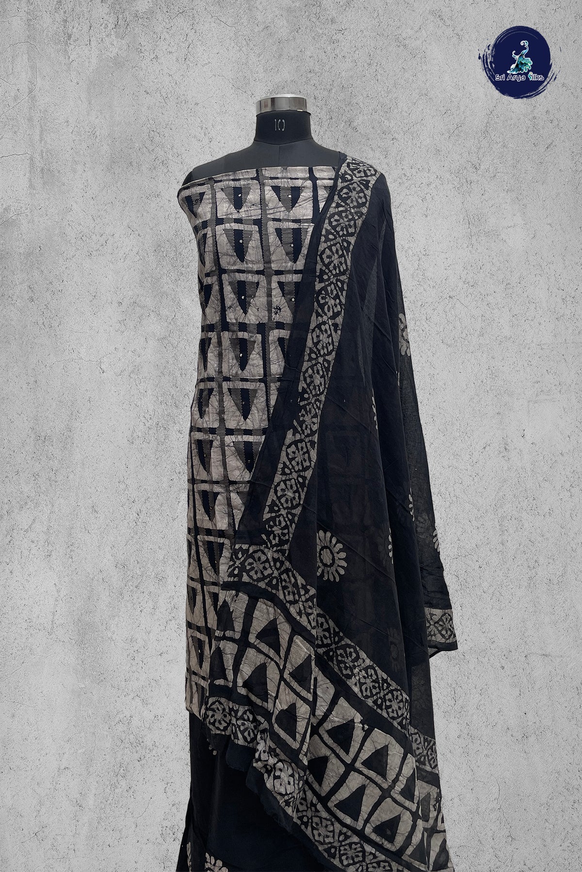 Black Cotton Unstitched Salwar Suit