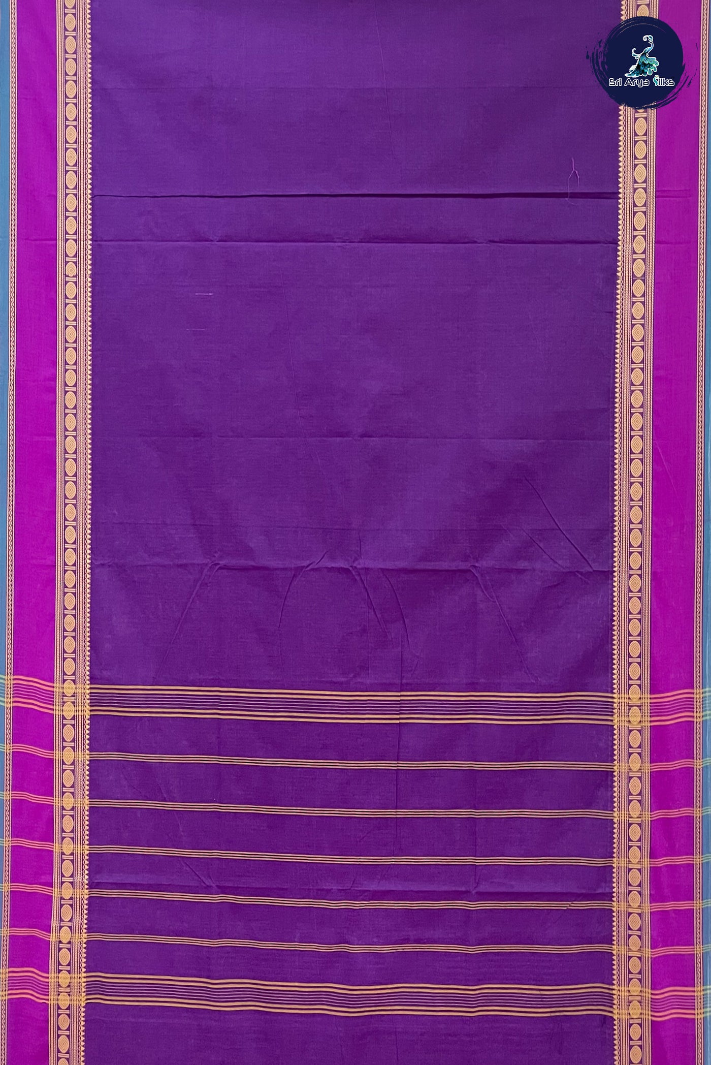 Magenta Purple Madisar Cotton Saree With Plain Pattern