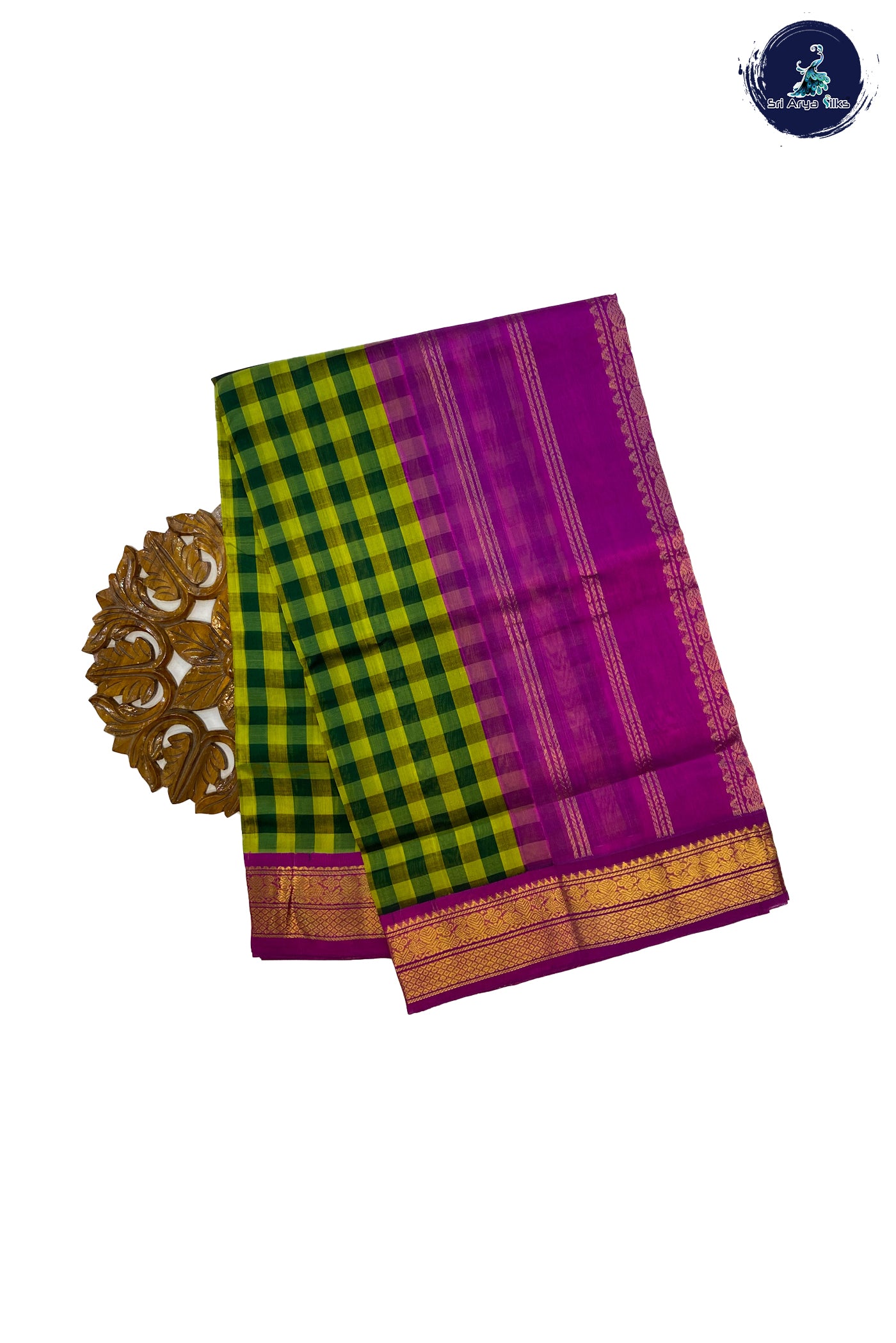 Multi Colour Korvai  Silk Cotton Saree With Checked Pattern