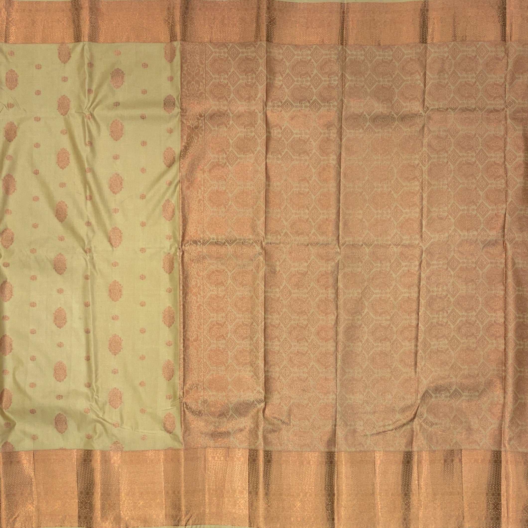 Beige Kanchivaram Semi Silk Saree.