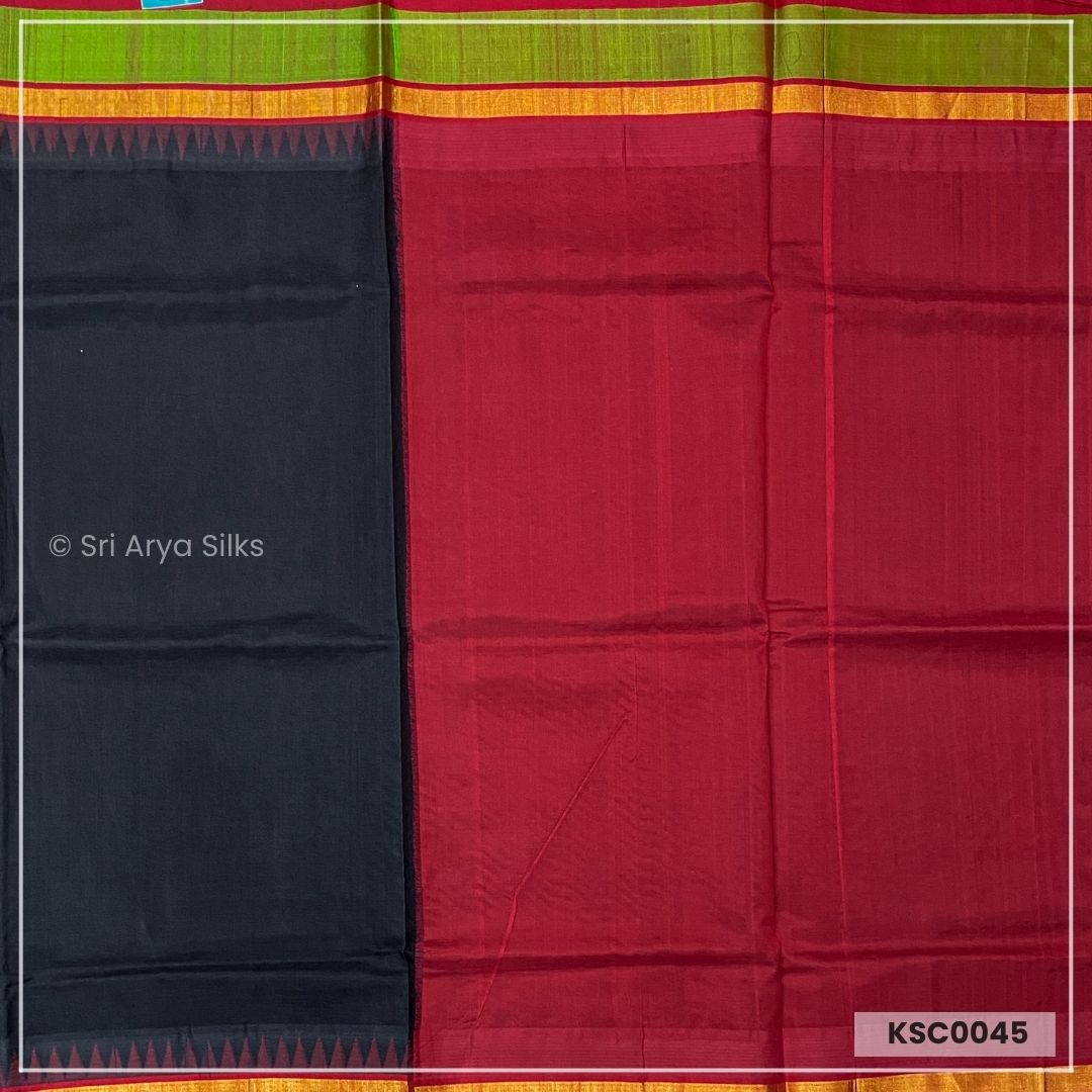 Black & Red Kanchipuram Pure Silk Cotton Sarees