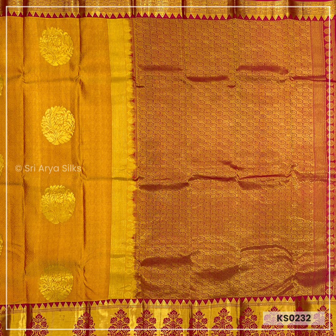 Orange & Pink Brocade Pure Kanchivaram Silk Saree