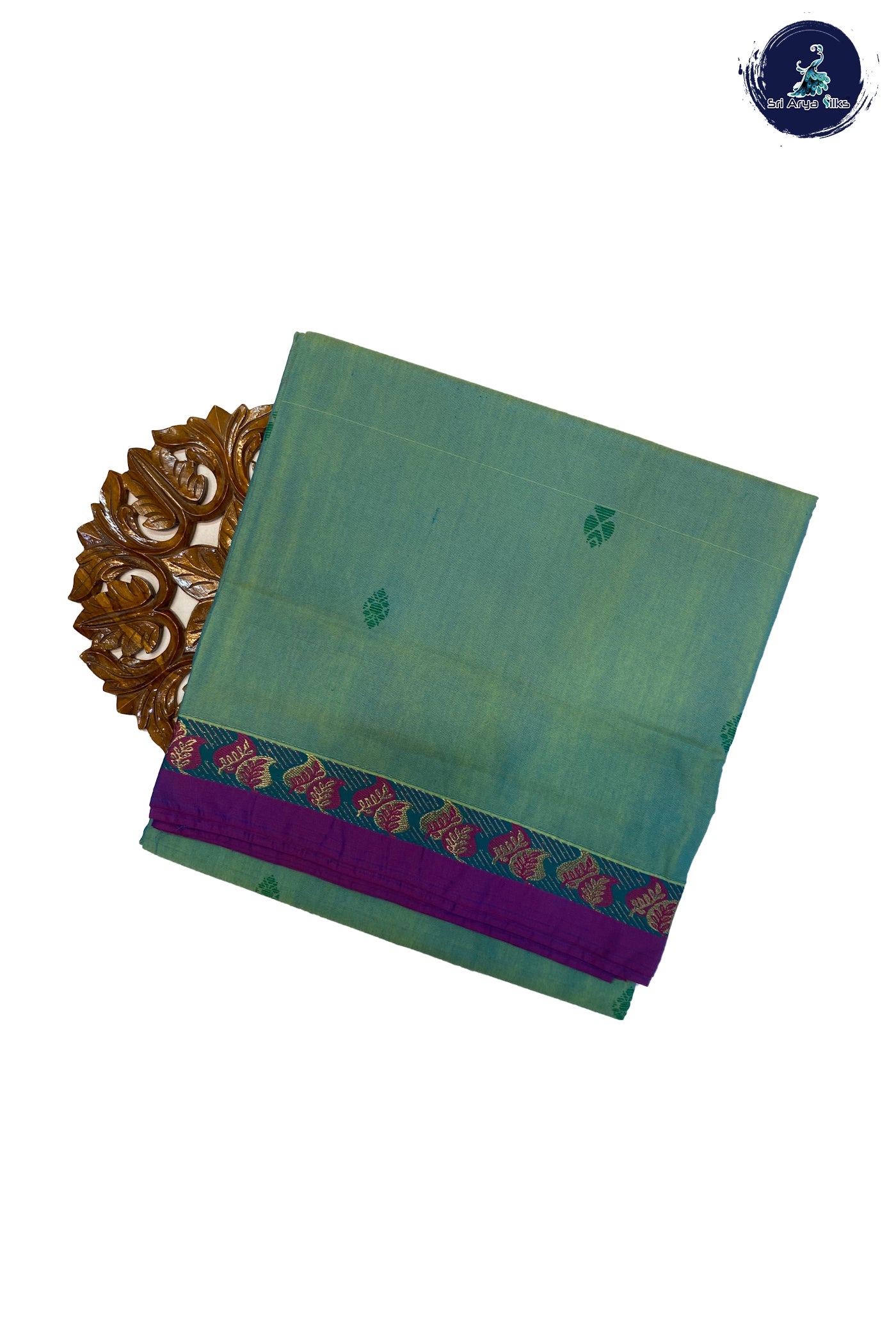 Pastel Green Madisar Cotton Saree With Buttas Pattern